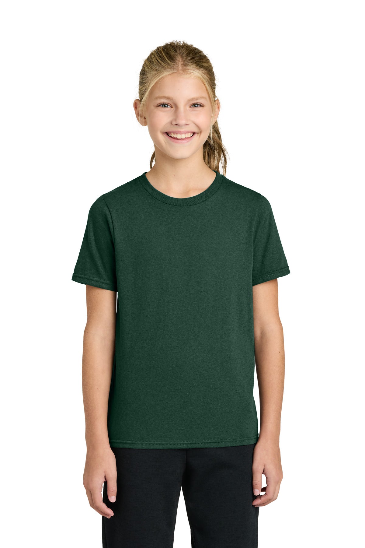 Custom logo Port & Co® Youth Easy Cotton Tee PC43Y in Dark Green