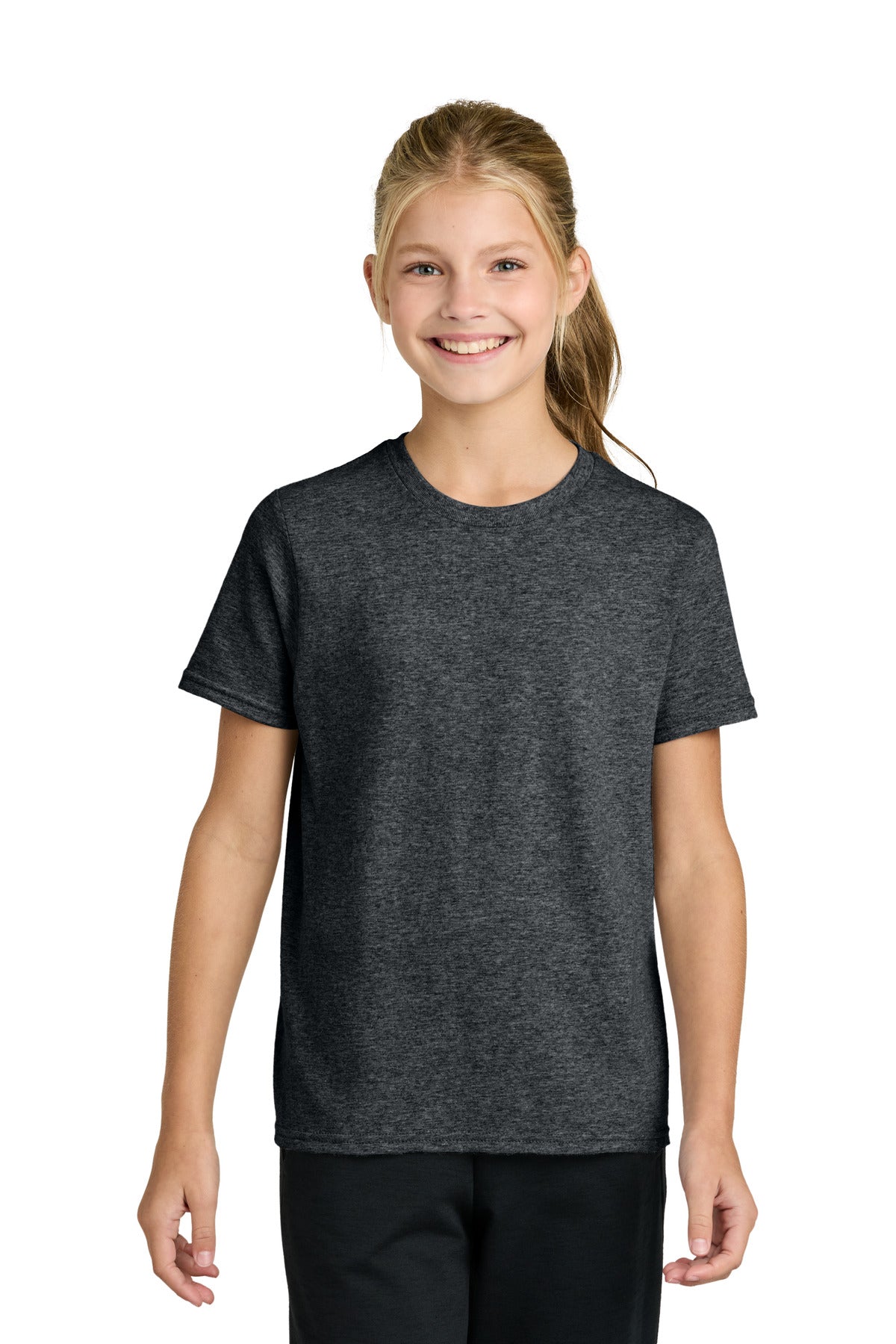 Custom logo Port & Co® Youth Easy Cotton Tee PC43Y in Dark Heather Grey