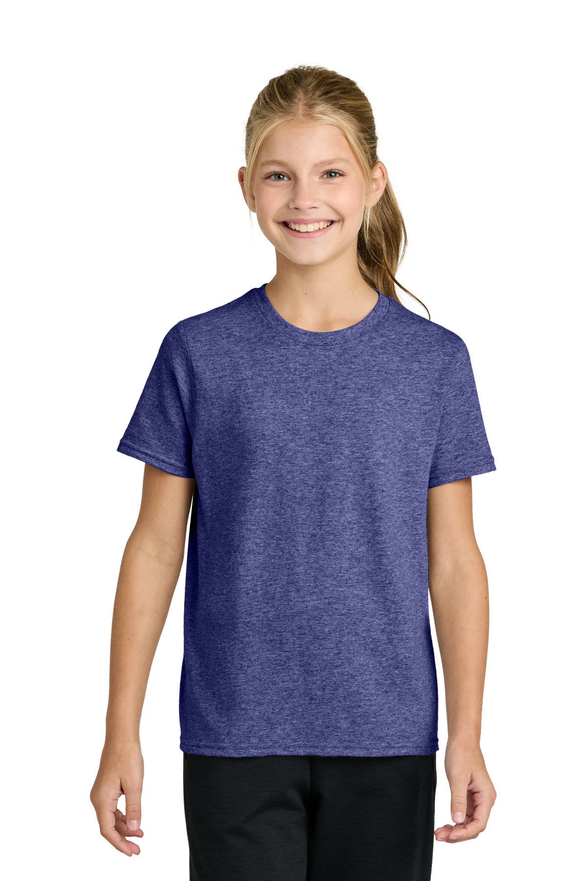 Custom logo Port & Co® Youth Easy Cotton Tee PC43Y in Heather Purple