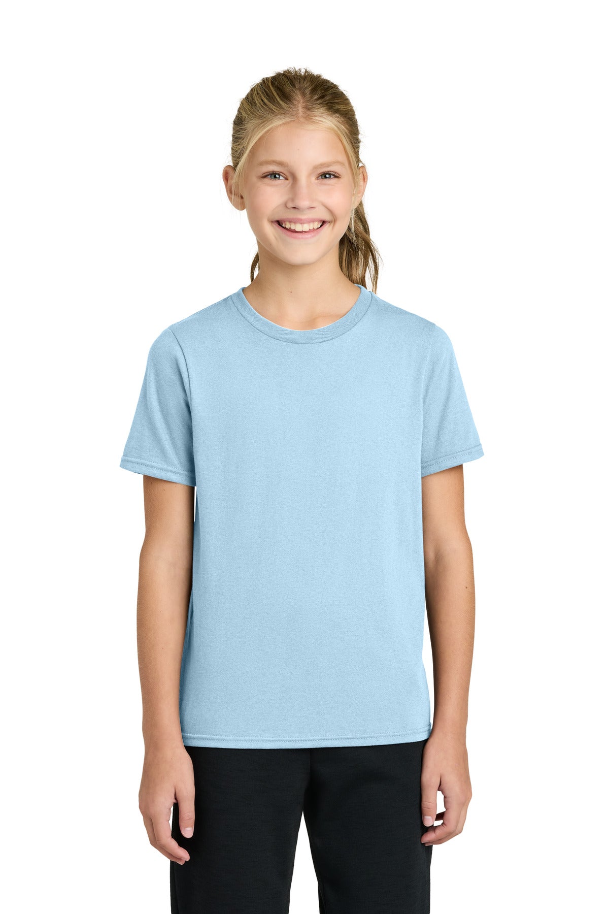 Custom logo Port & Co® Youth Easy Cotton Tee PC43Y in Ice Blue