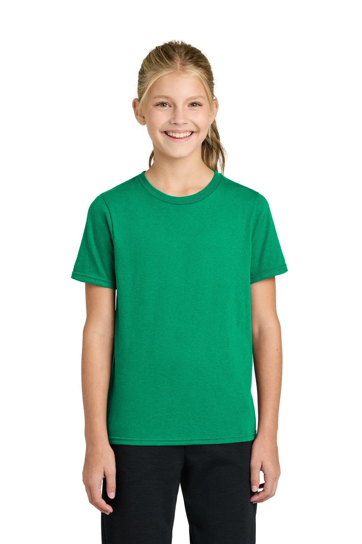 Custom logo Port & Co® Youth Easy Cotton Tee PC43Y in Kelly