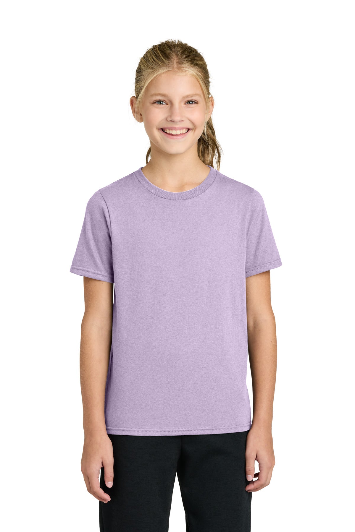 Custom logo Port & Co® Youth Easy Cotton Tee PC43Y in Lavender