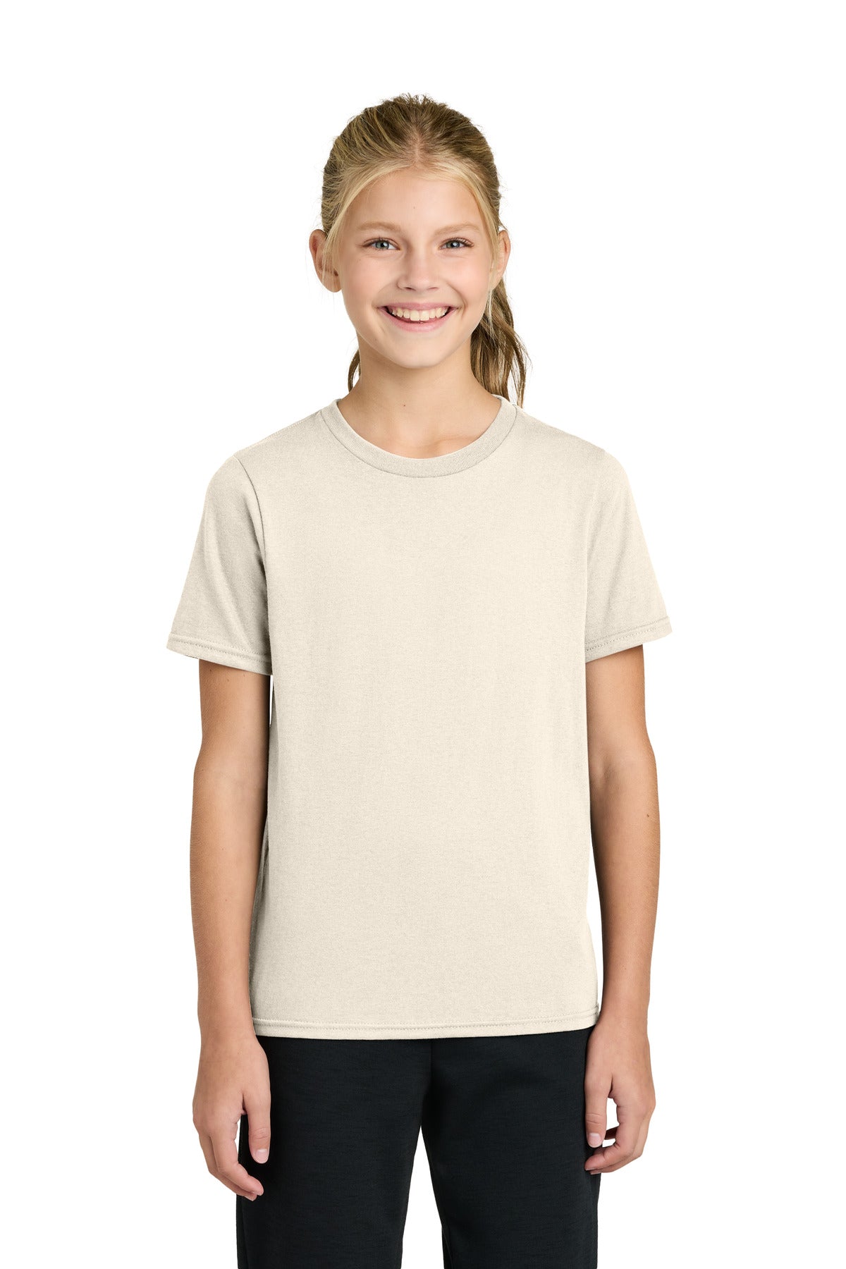 Custom logo Port & Co® Youth Easy Cotton Tee PC43Y in Natural