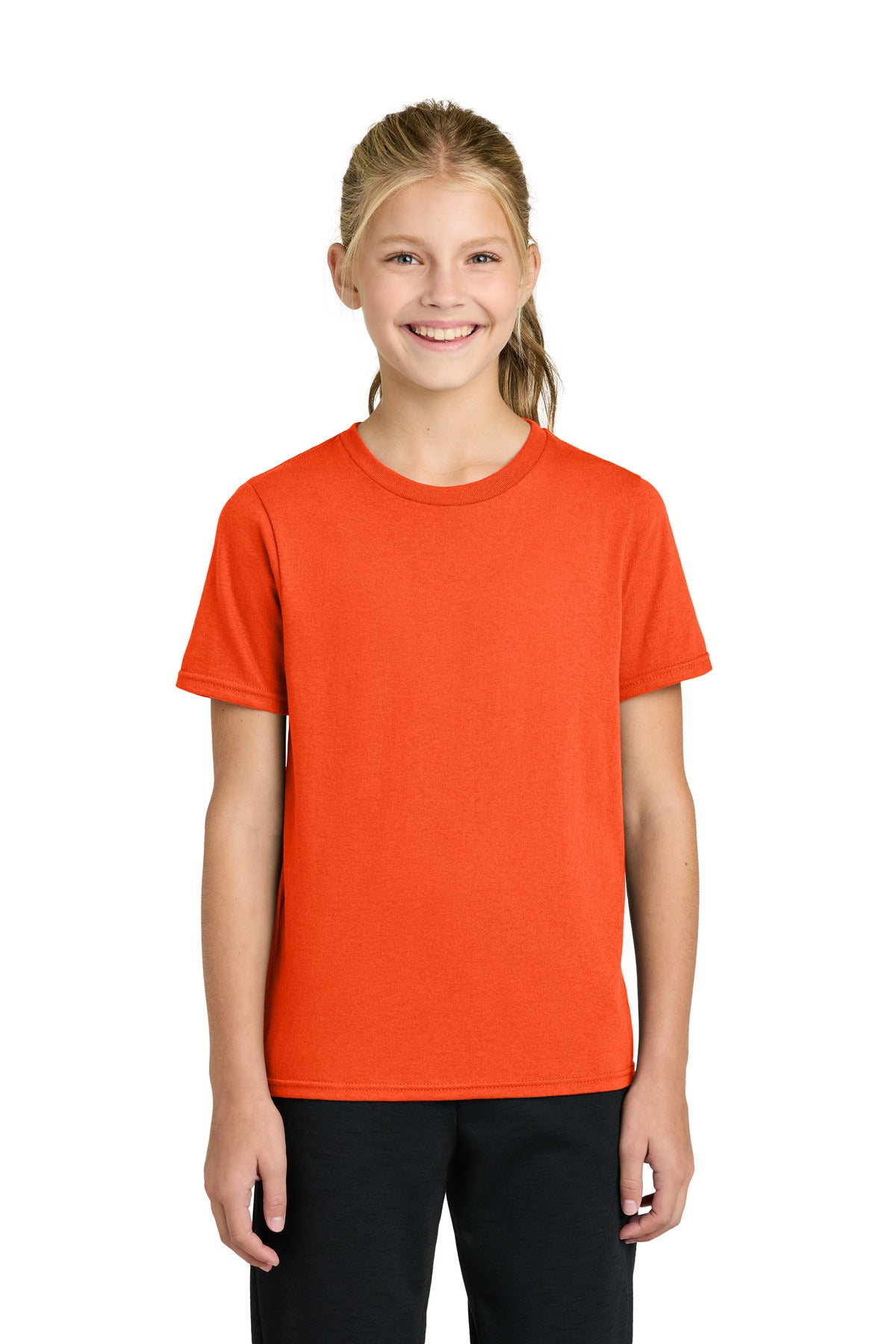 Custom logo Port & Co® Youth Easy Cotton Tee PC43Y in Orange