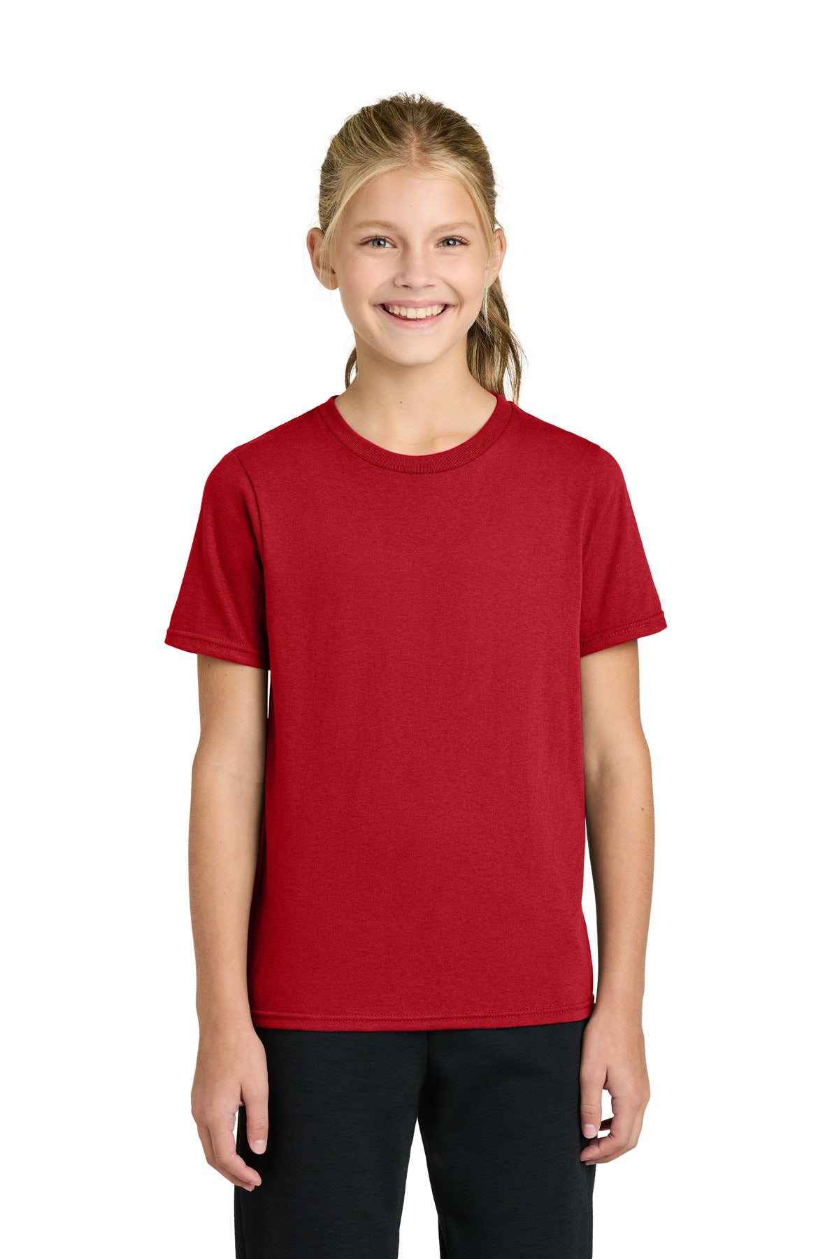 Custom logo Port & Co® Youth Easy Cotton Tee PC43Y in Red