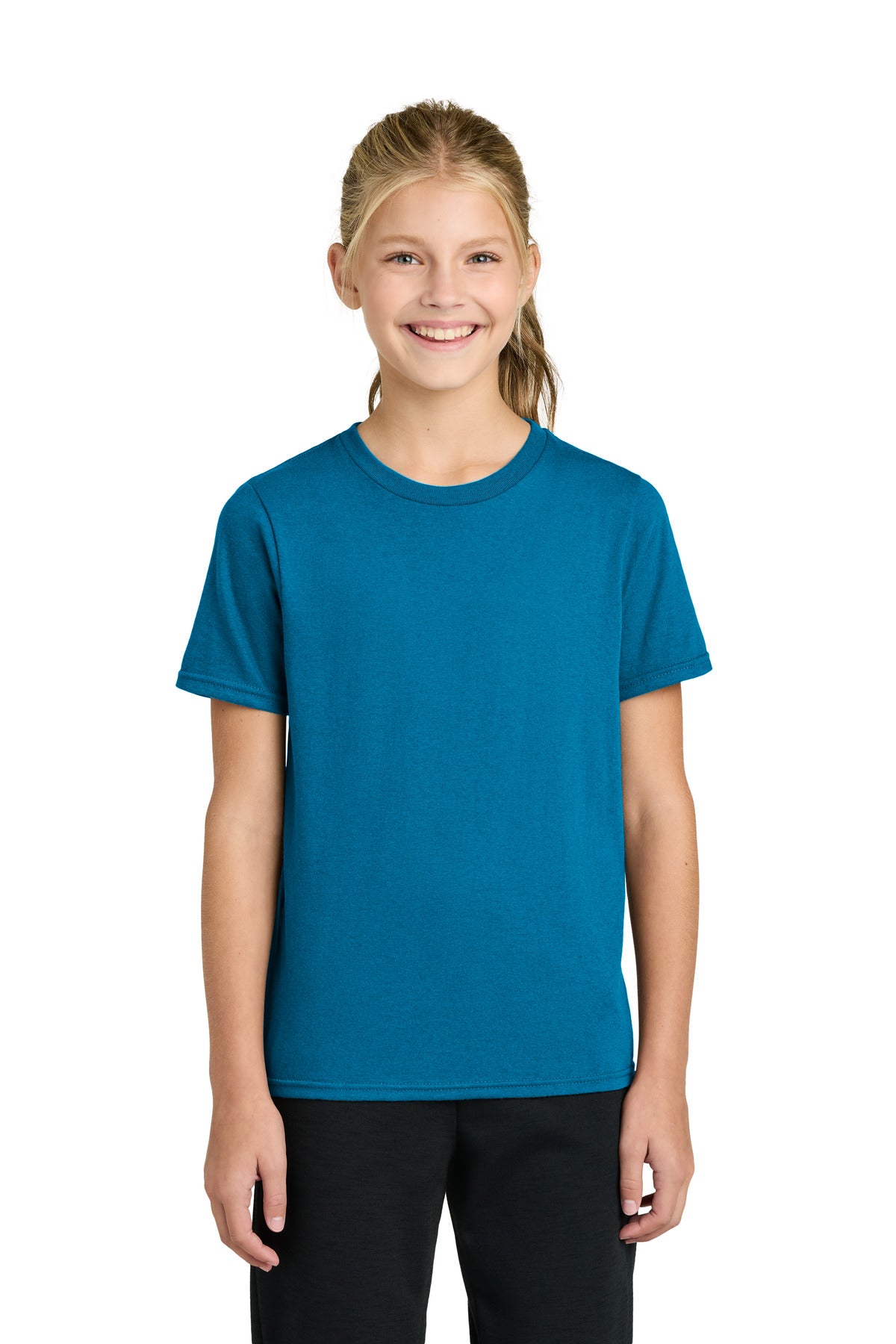 Custom logo Port & Co® Youth Easy Cotton Tee PC43Y in Sapphire