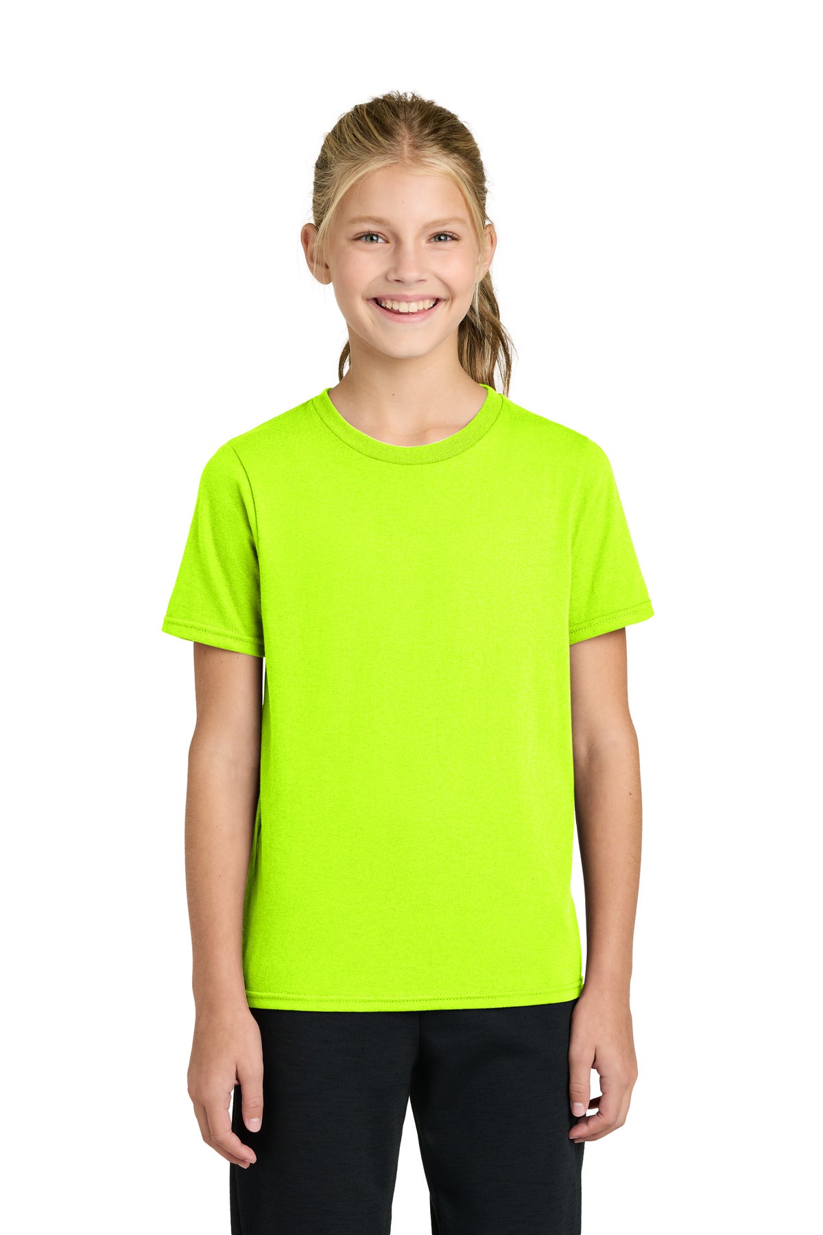 Custom logo Port & Co® Youth Easy Cotton Tee PC43Y in S. Green