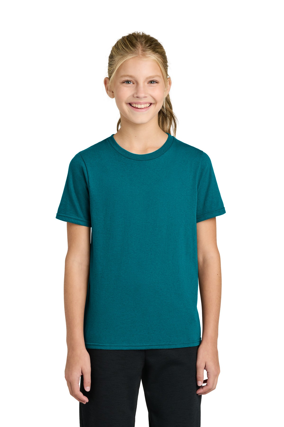 Custom logo Port & Co® Youth Easy Cotton Tee PC43Y in Teal