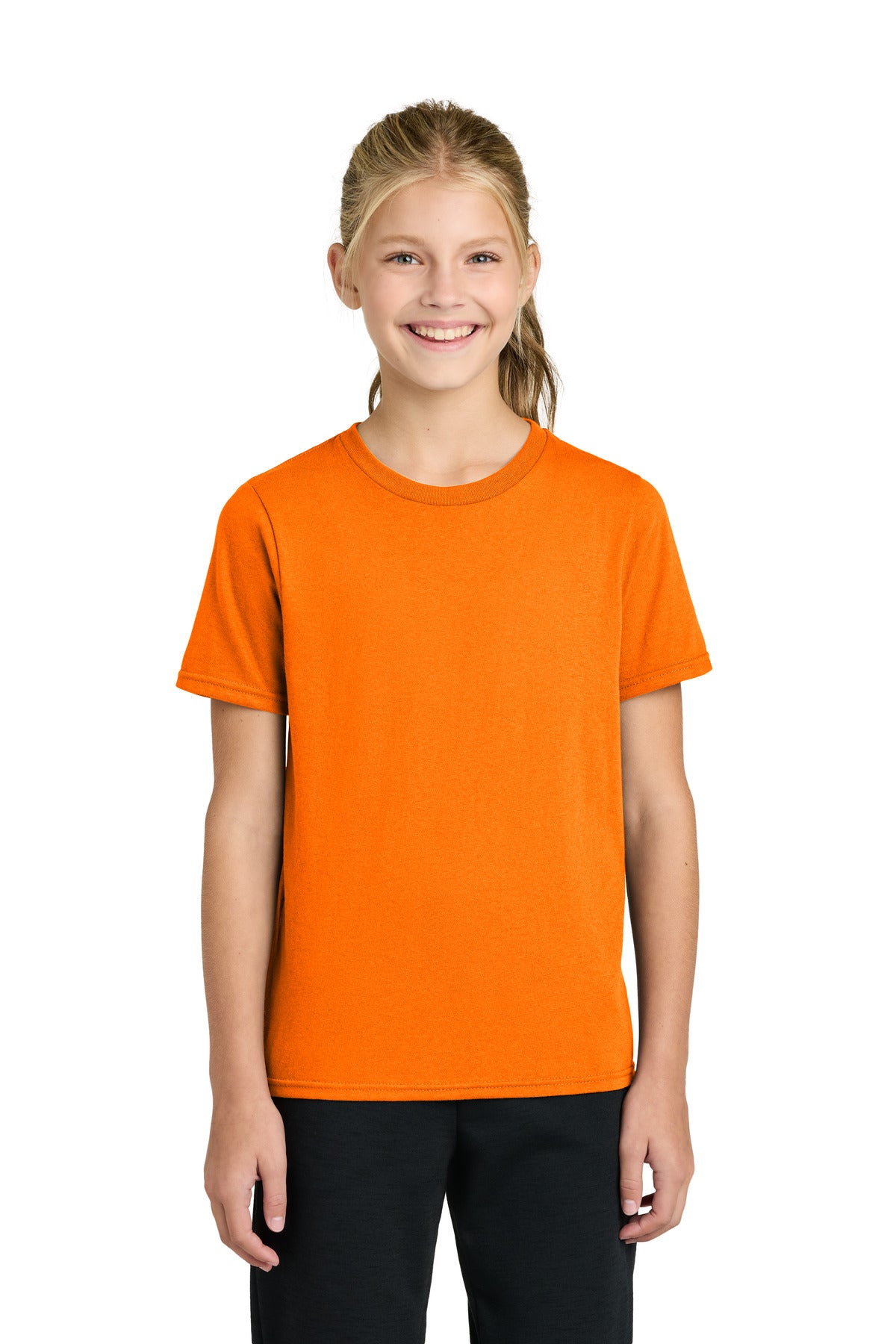 Custom logo Port & Co® Youth Easy Cotton Tee PC43Y in Tennessee Orange