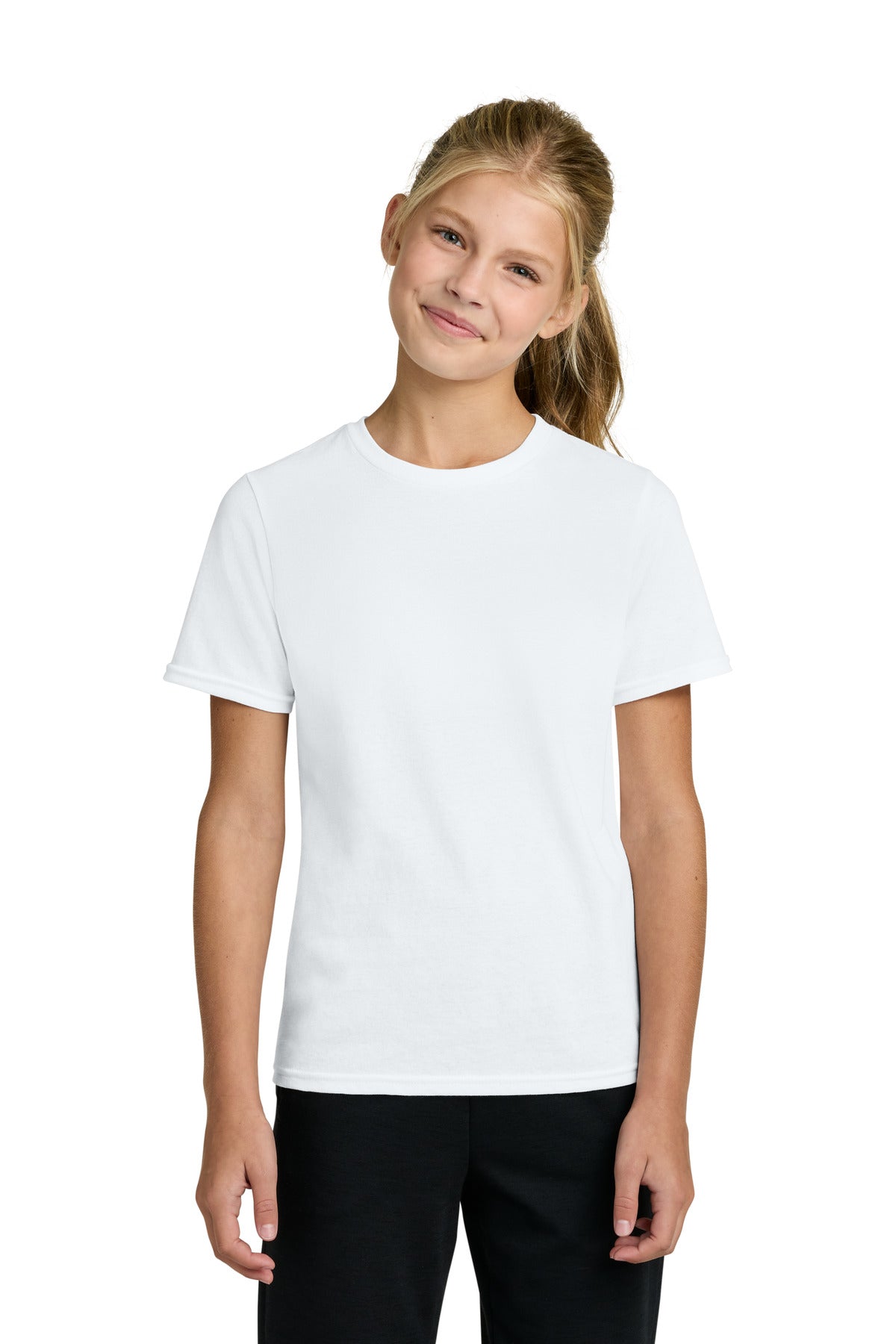 Custom logo Port & Co® Youth Easy Cotton Tee PC43Y in White