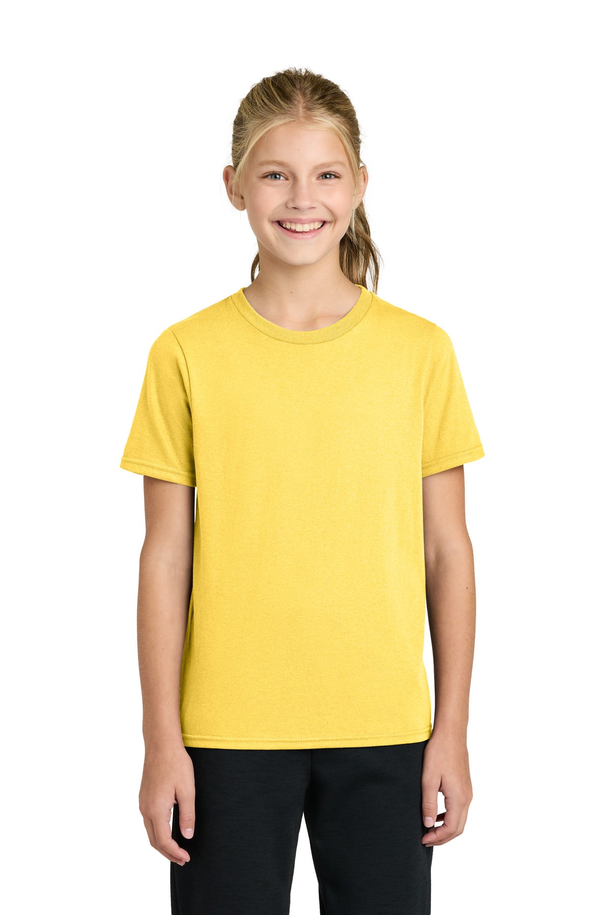 Custom logo Port & Co® Youth Easy Cotton Tee PC43Y in Yellow