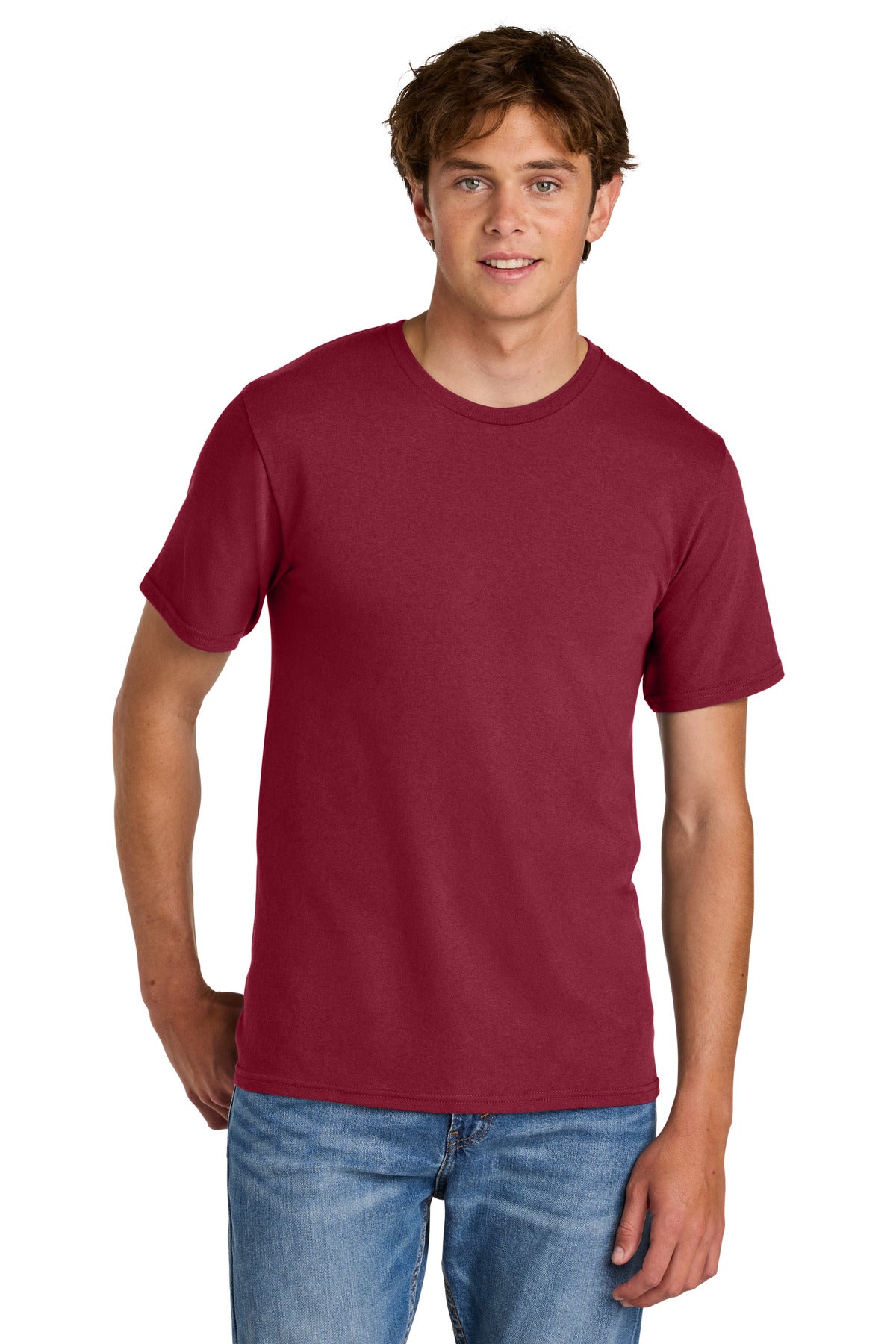 Custom logo Port & Co® Easy Cotton Tee PC43 in Cardinal