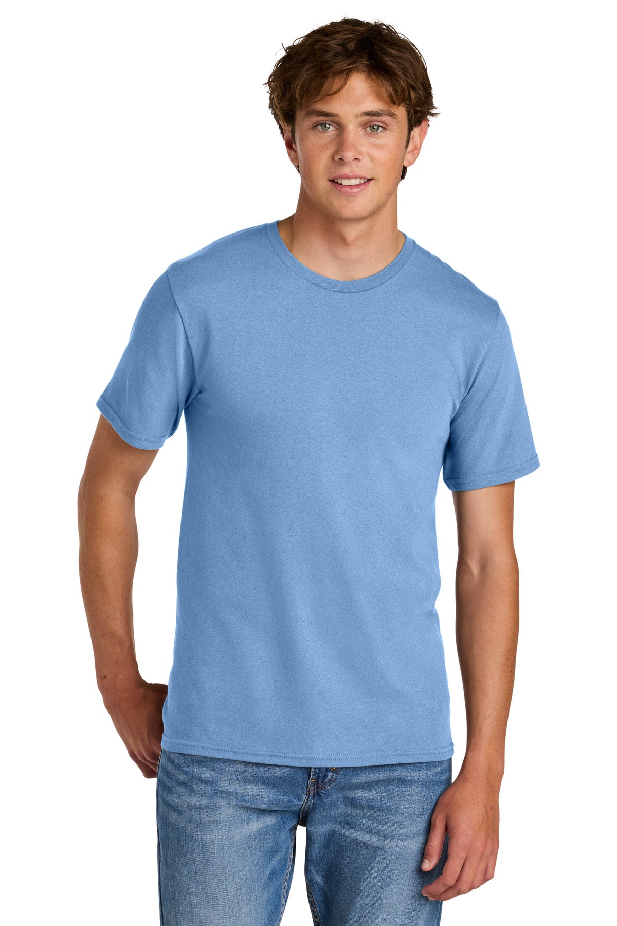 Custom logo Port & Co® Easy Cotton Tee PC43 in Carolina Blue
