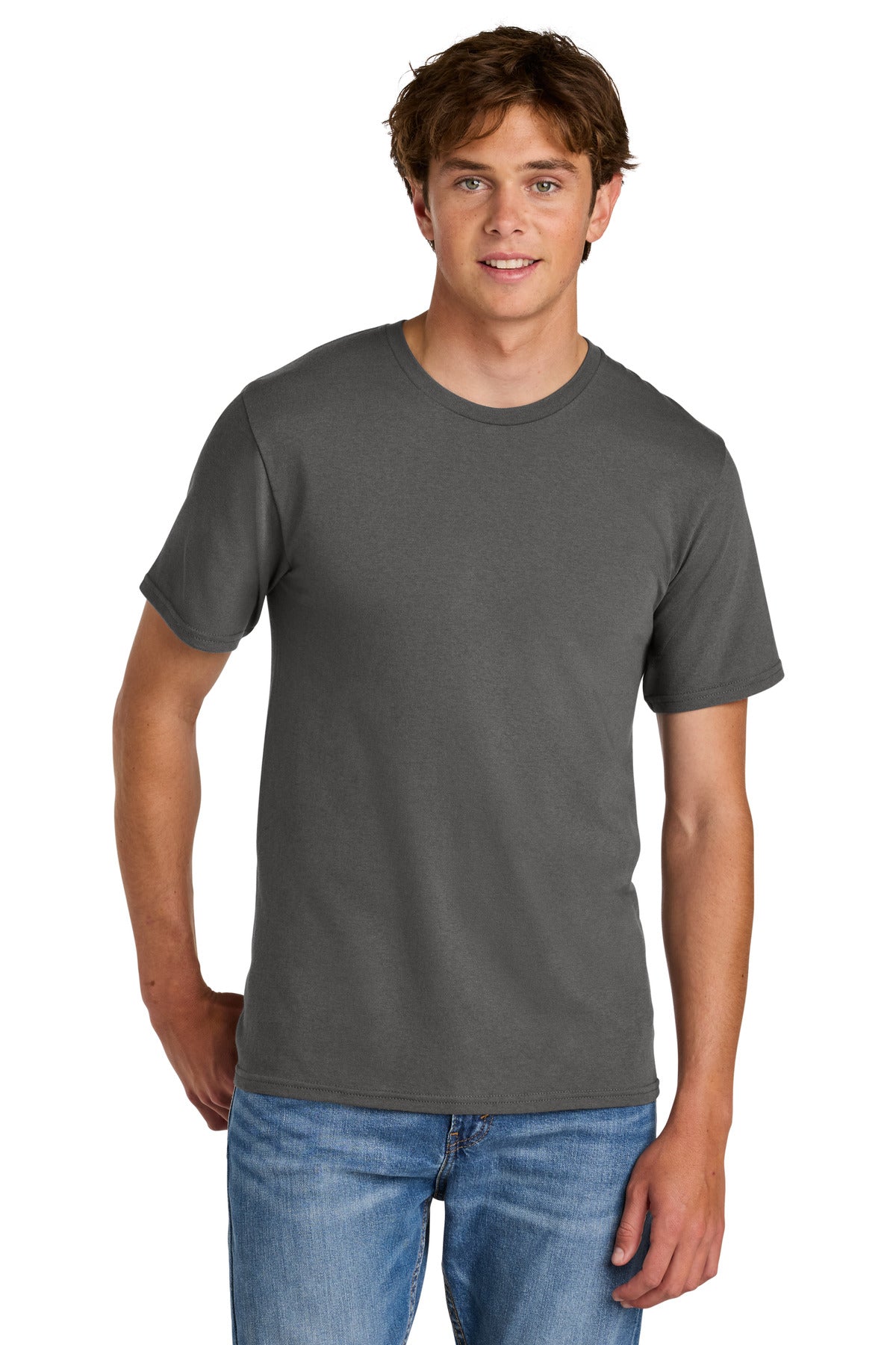 Custom logo Port & Co® Easy Cotton Tee PC43 in Charcoal