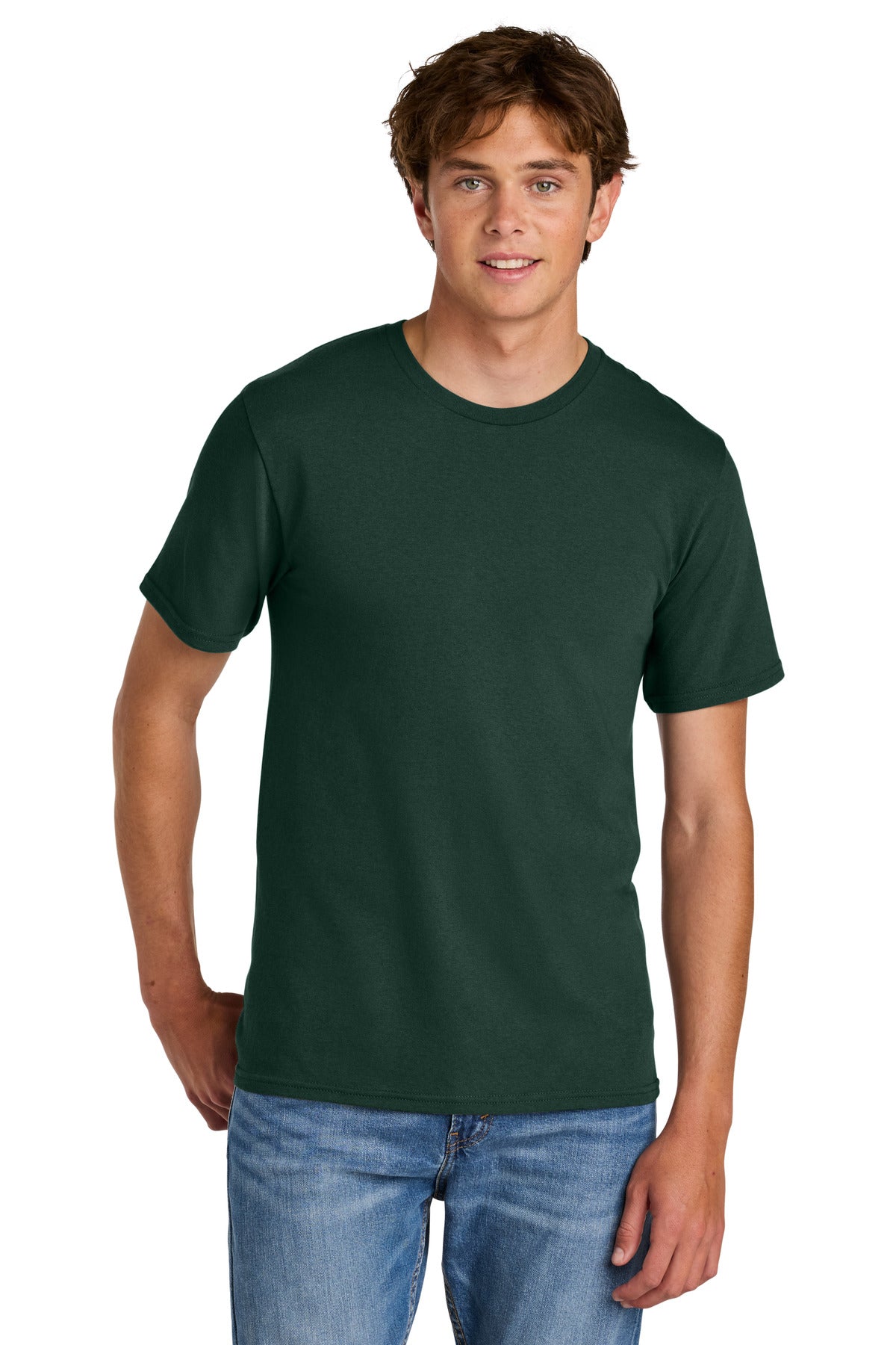 Custom logo Port & Co® Easy Cotton Tee PC43 in Dark Green