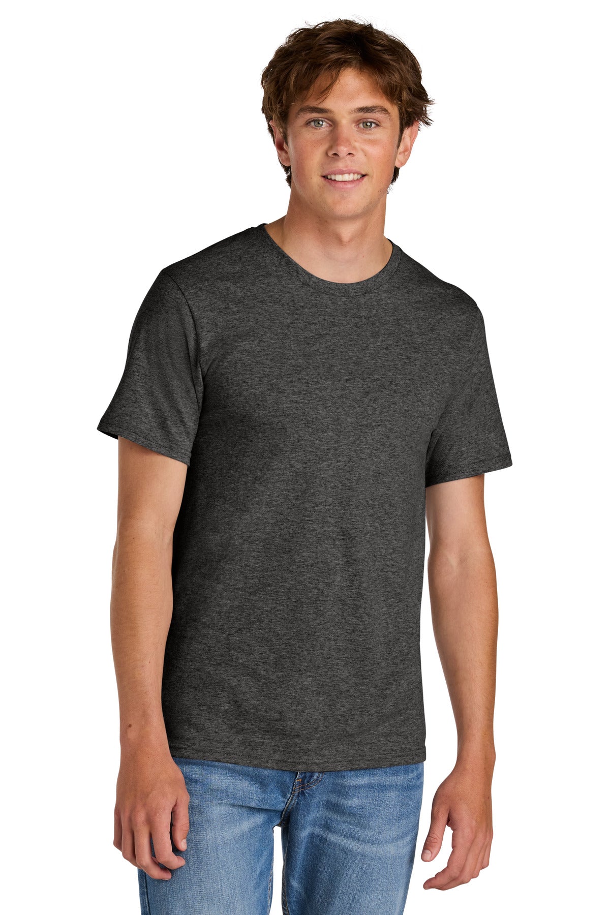 Custom logo Port & Co® Easy Cotton Tee PC43 in Dark Heather Grey