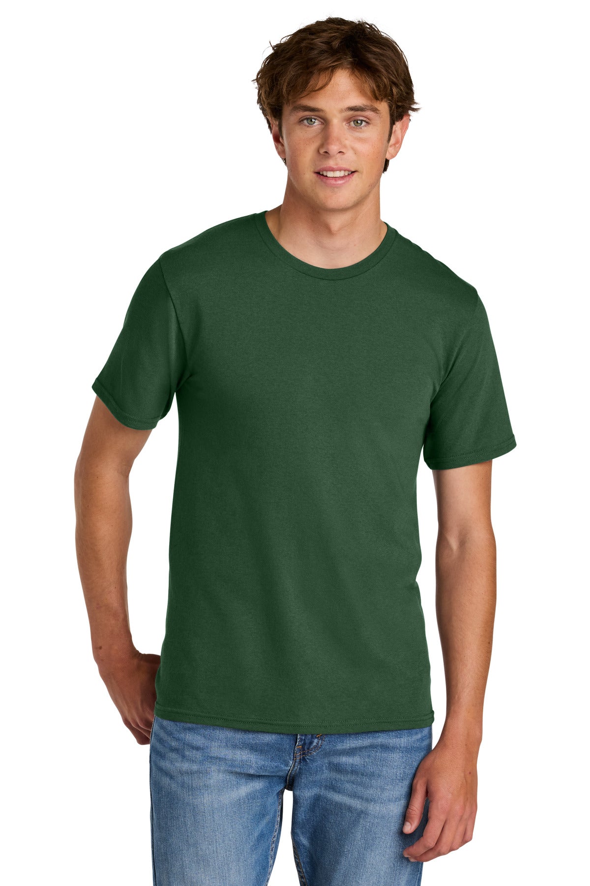 Custom logo Port & Co® Easy Cotton Tee PC43 in Forest Green