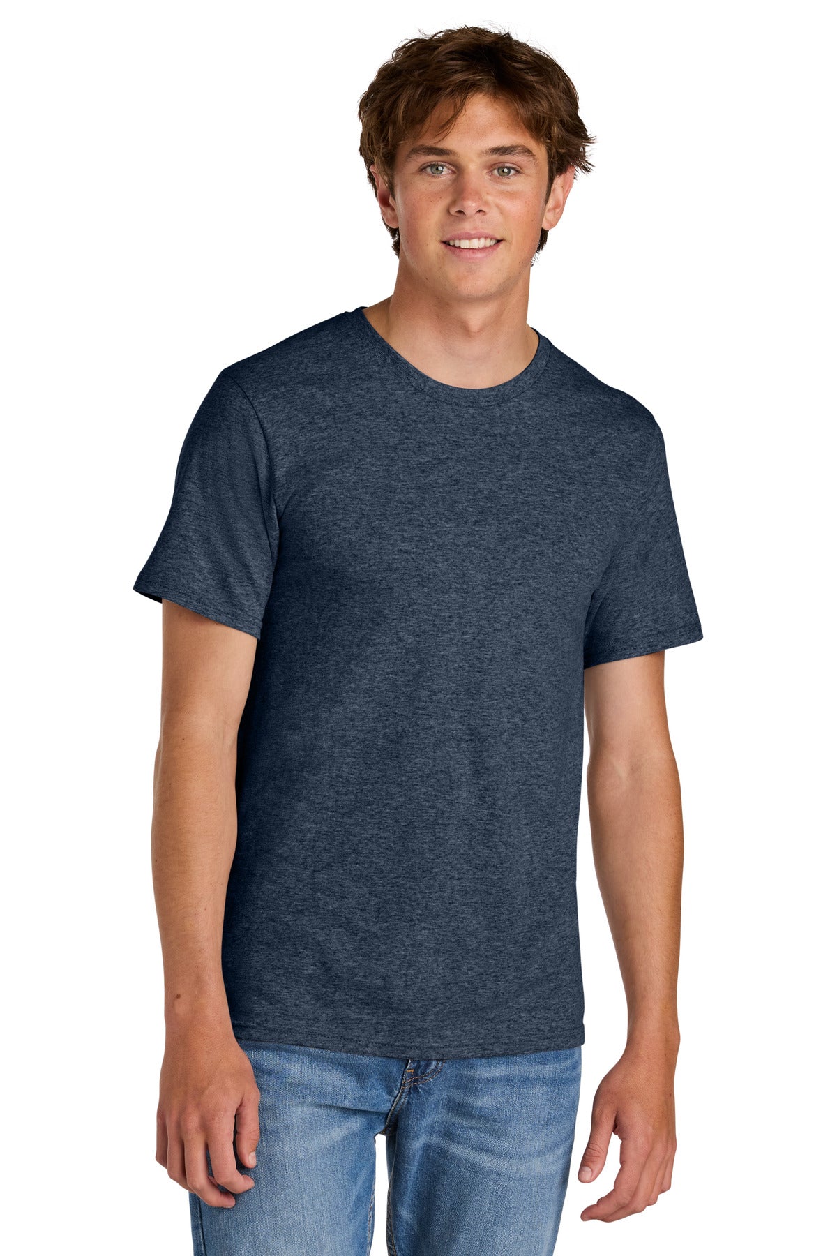 Custom logo Port & Co® Easy Cotton Tee PC43 in Heather Navy