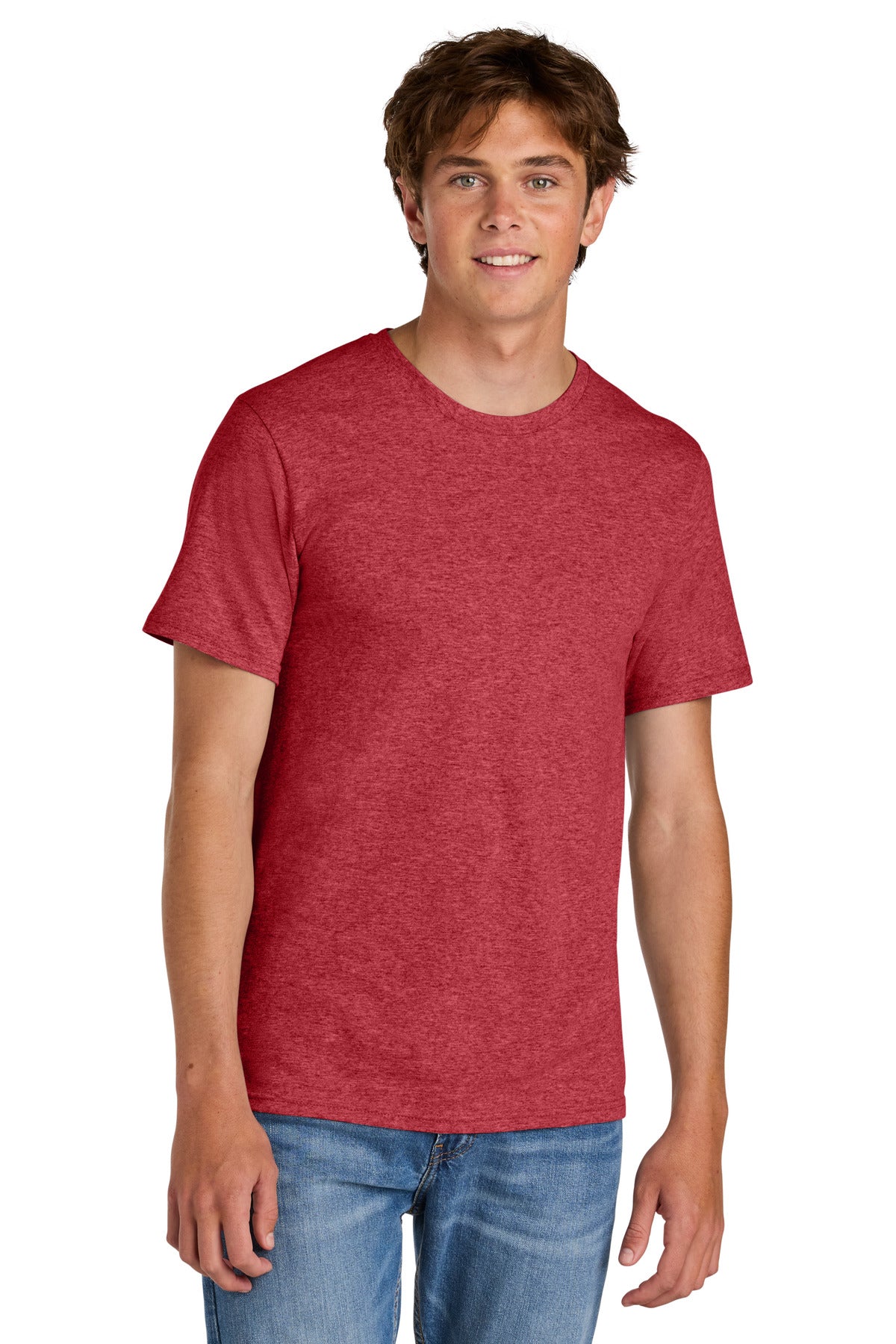 Custom logo Port & Co® Easy Cotton Tee PC43 in Heather Red