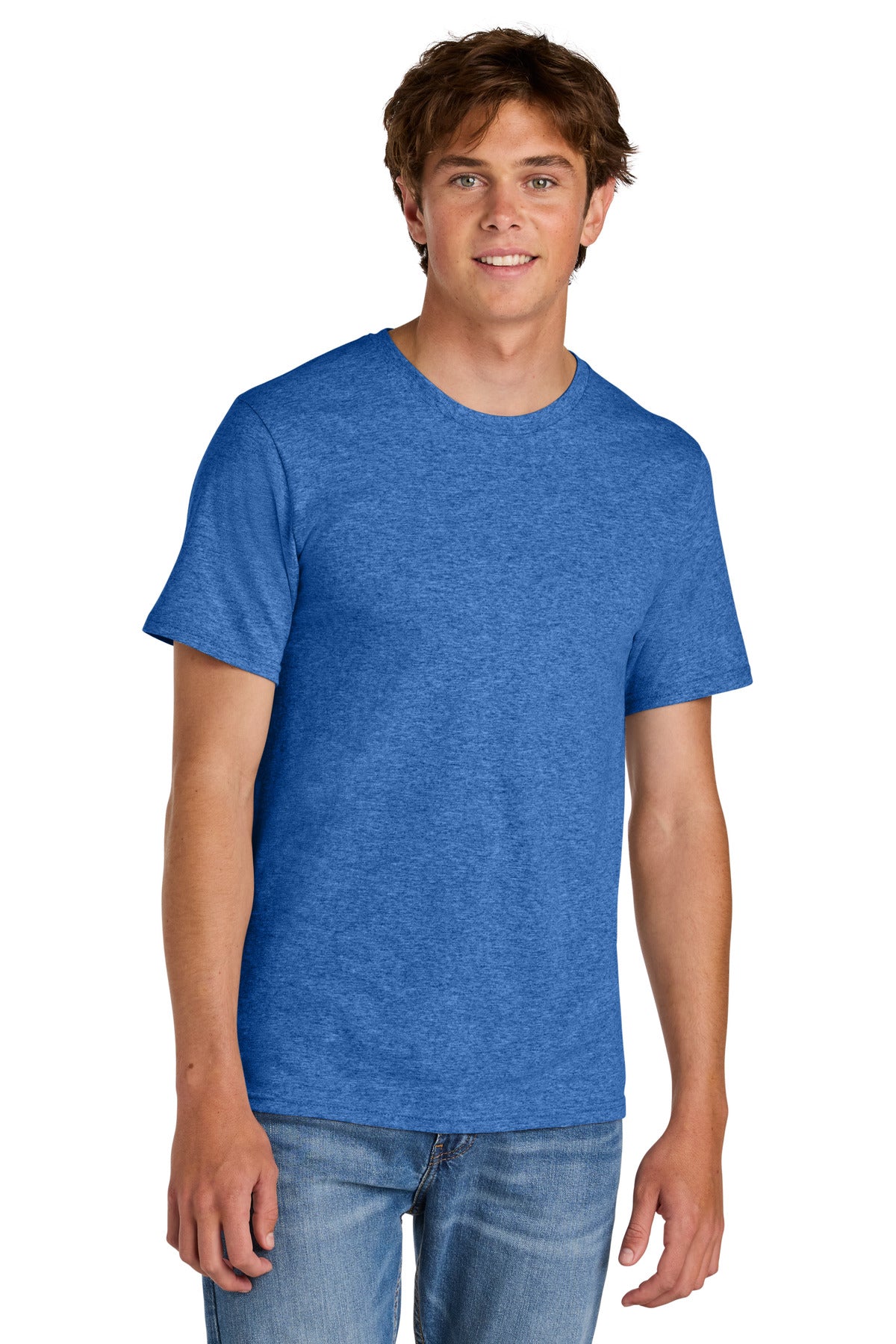 Custom logo Port & Co® Easy Cotton Tee PC43 in Heather Royal