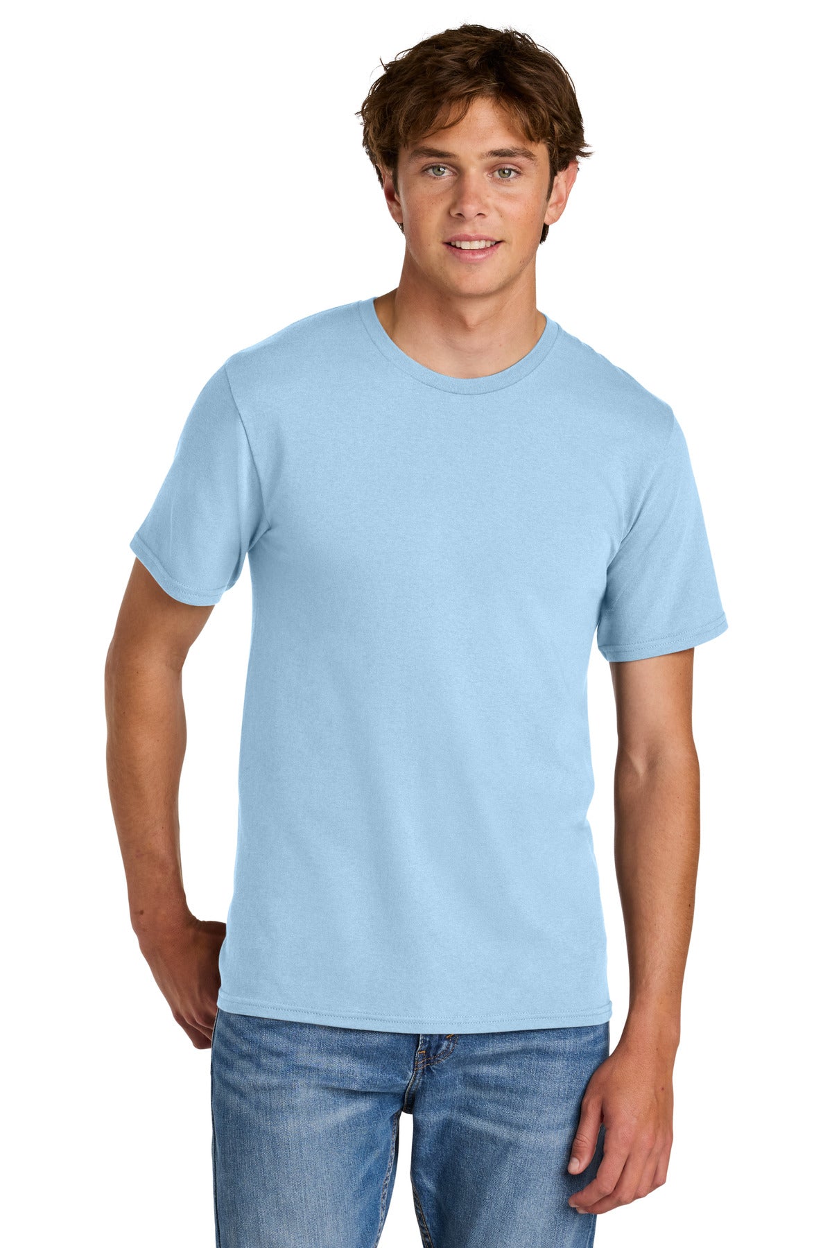 Custom logo Port & Co® Easy Cotton Tee PC43 in Ice Blue