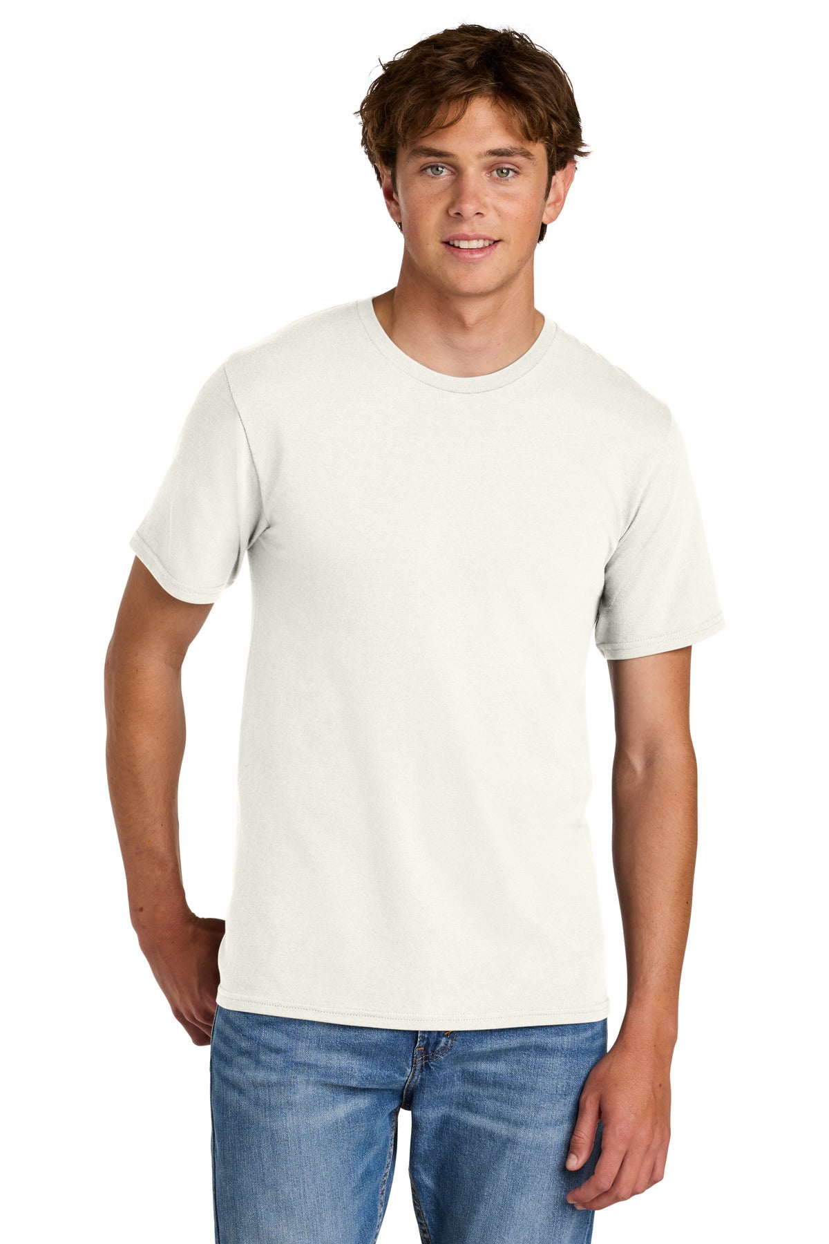 Custom logo Port & Co® Easy Cotton Tee PC43 in Ivory