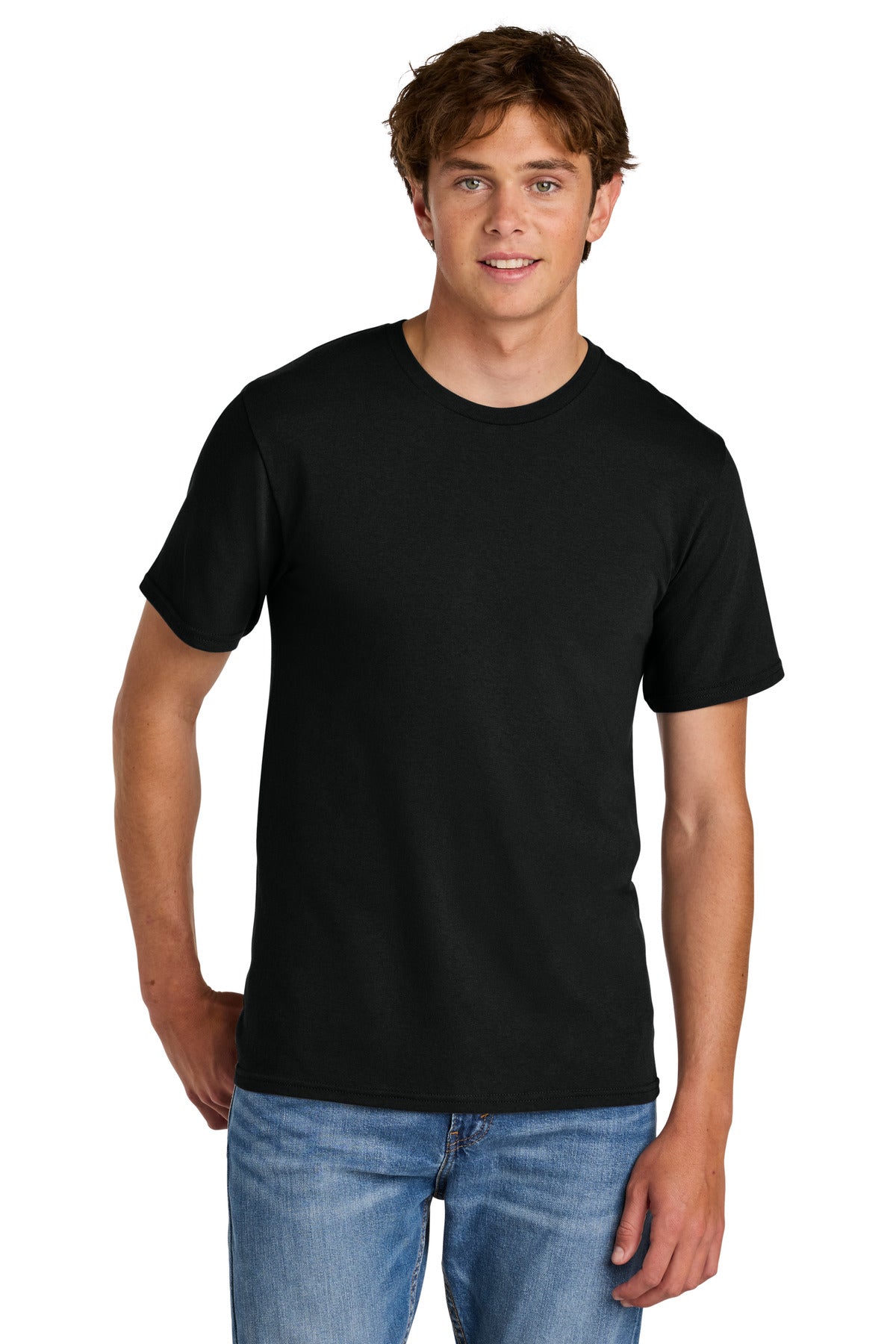 Custom logo Port & Co® Easy Cotton Tee PC43 in Jet Black