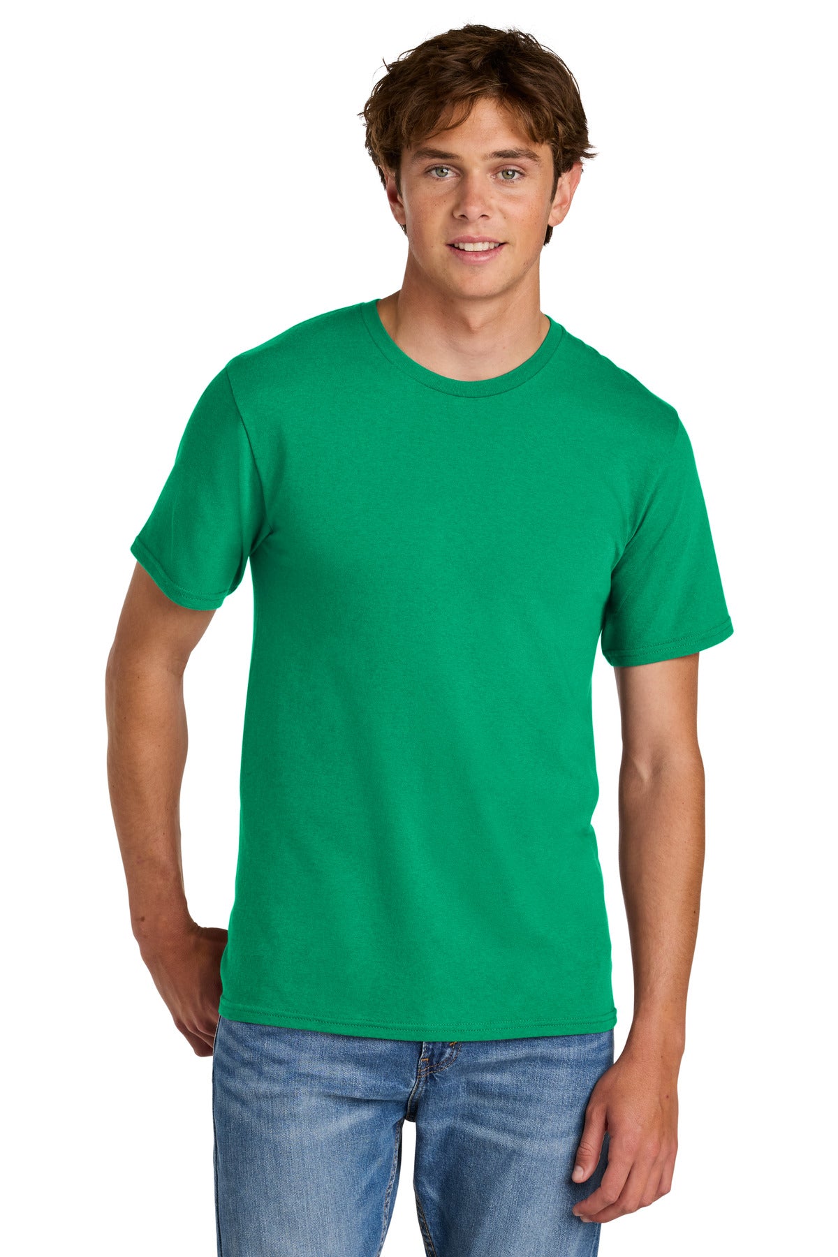 Custom logo Port & Co® Easy Cotton Tee PC43 in Kelly