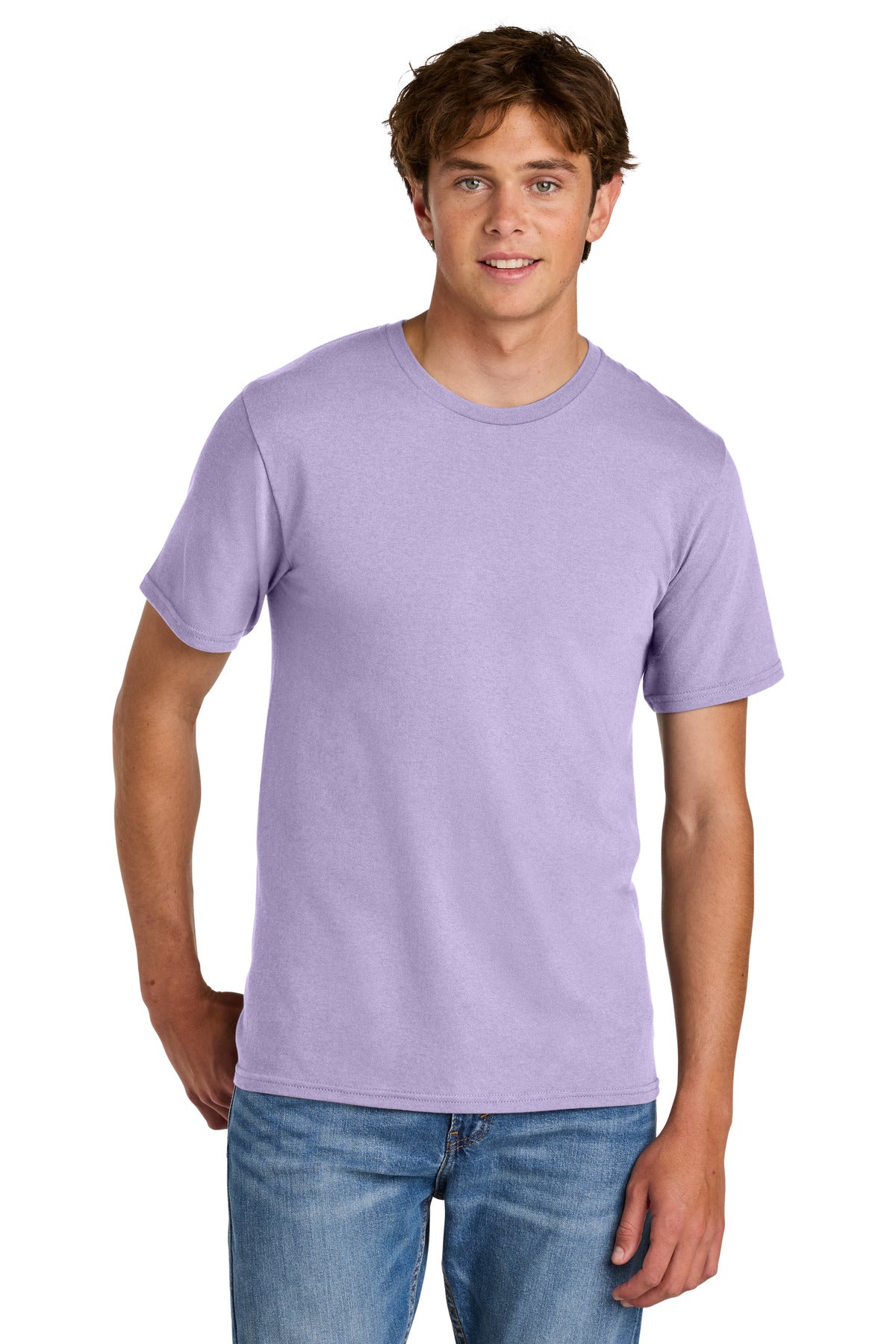 Custom logo Port & Co® Easy Cotton Tee PC43 in Lavender