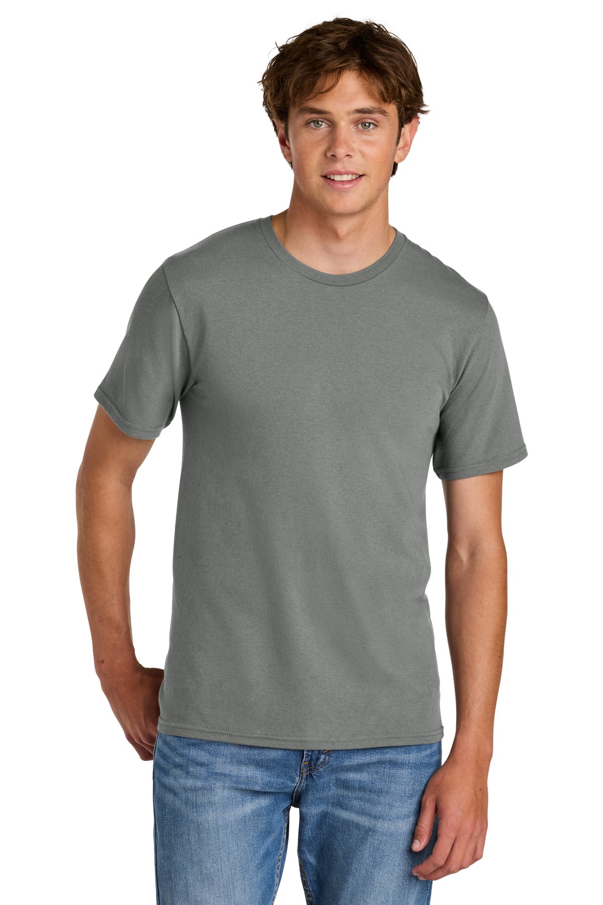 Custom logo Port & Co® Easy Cotton Tee PC43 in Medium Grey