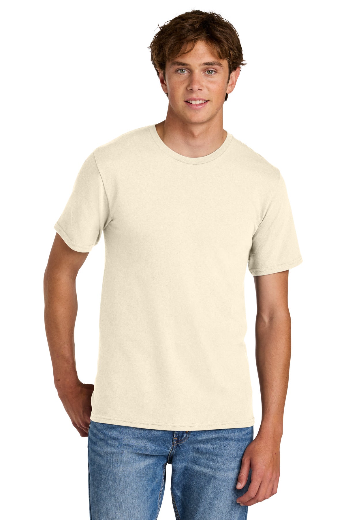 Custom logo Port & Co® Easy Cotton Tee PC43 in Natural