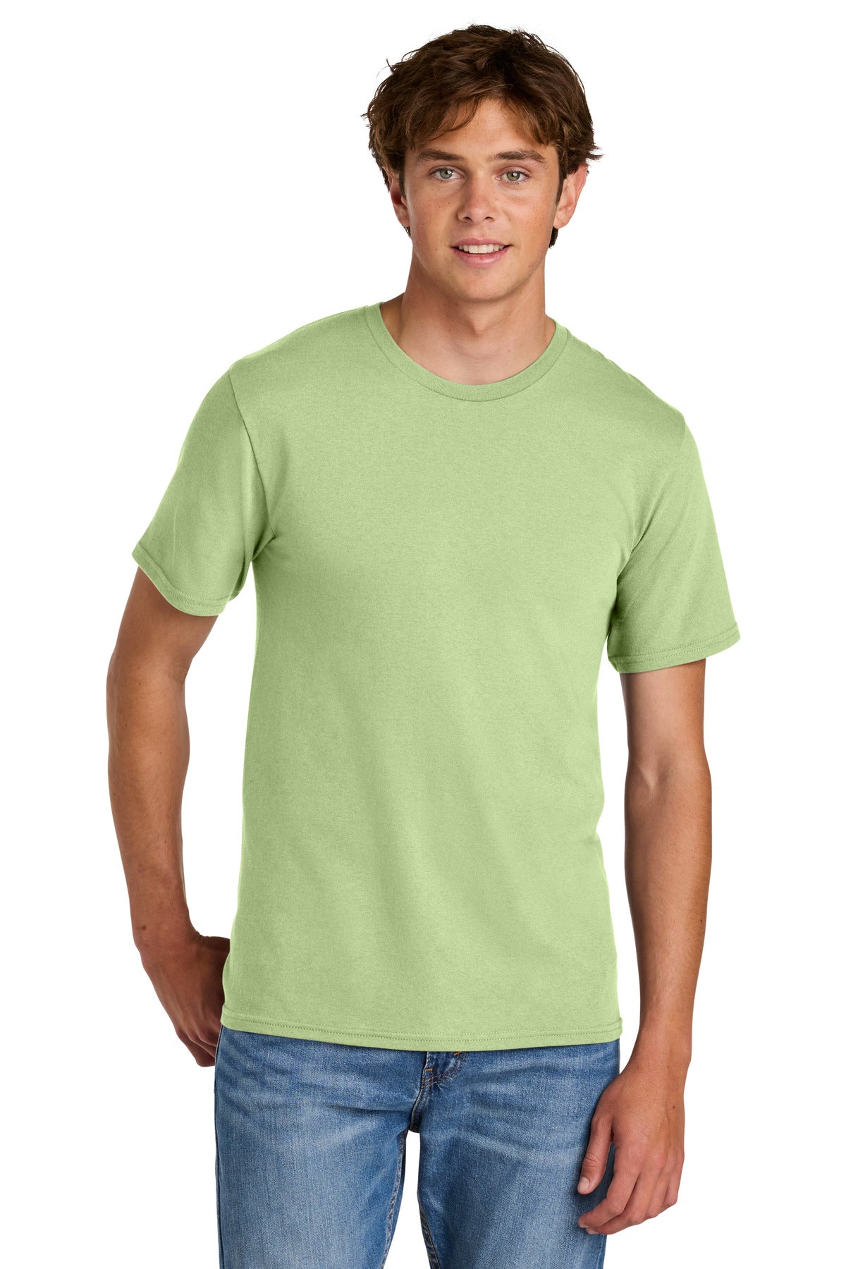Custom logo Port & Co® Easy Cotton Tee PC43 in Pistachio