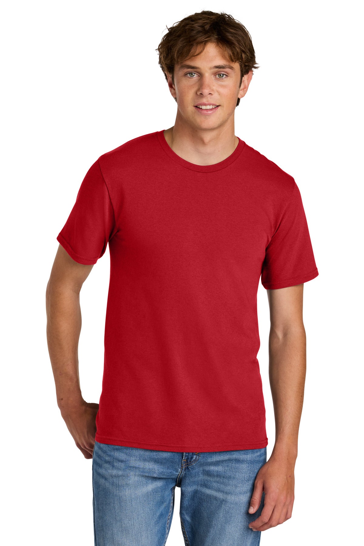 Custom logo Port & Co® Easy Cotton Tee PC43 in Red
