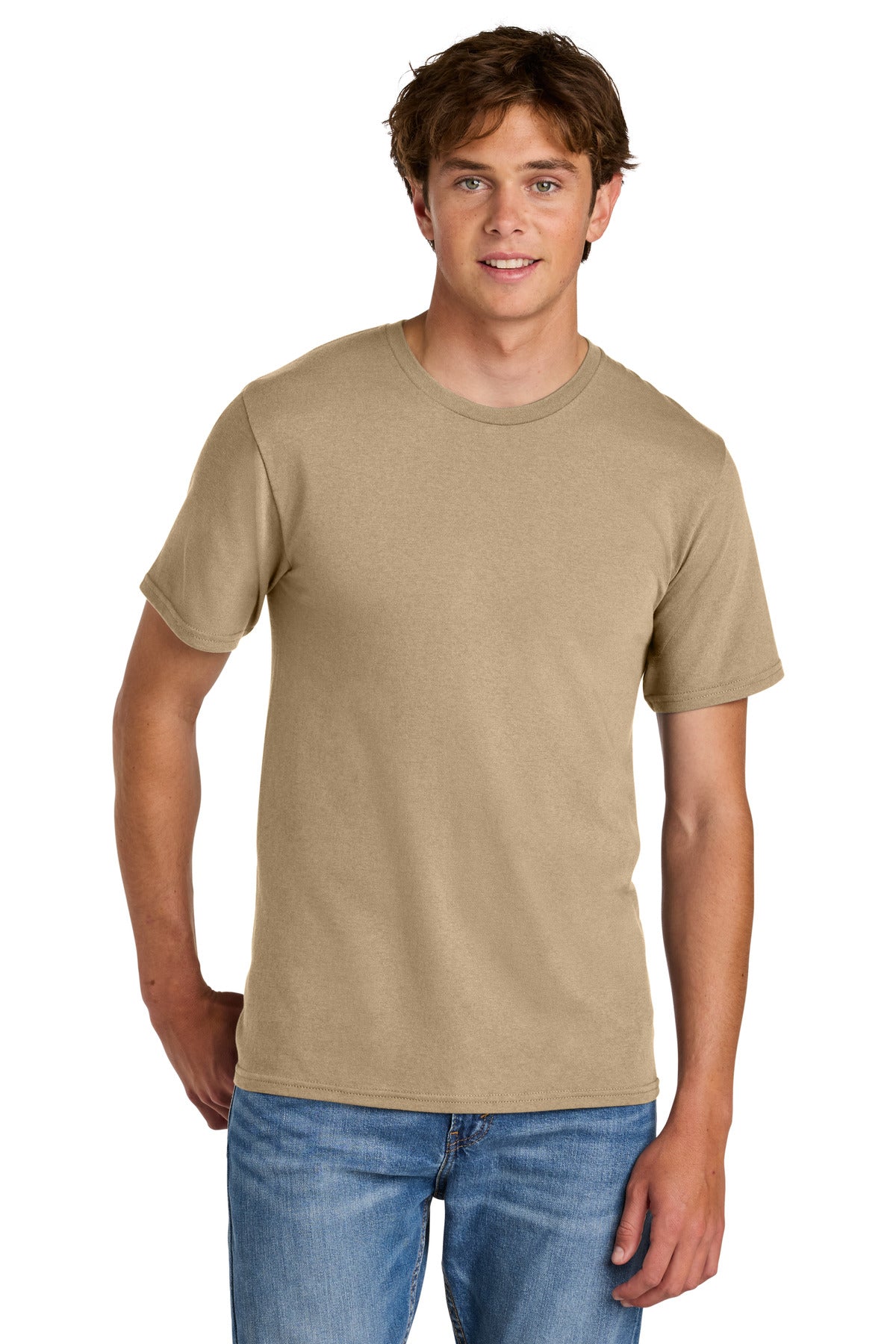 Custom logo Port & Co® Easy Cotton Tee PC43 in Sand