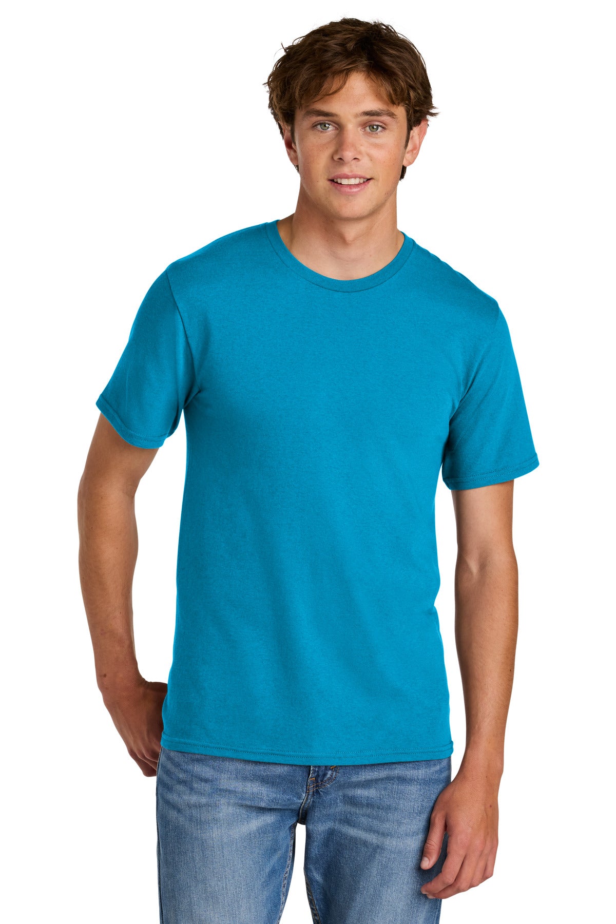 Custom logo Port & Co® Easy Cotton Tee PC43 in Sapphire