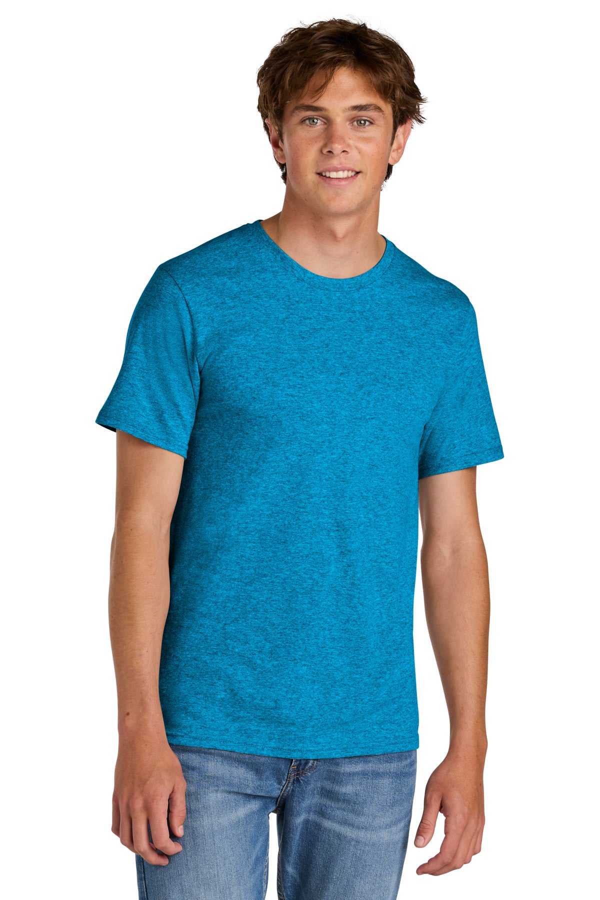 Custom logo Port & Co® Easy Cotton Tee PC43 in Sapphire Heather