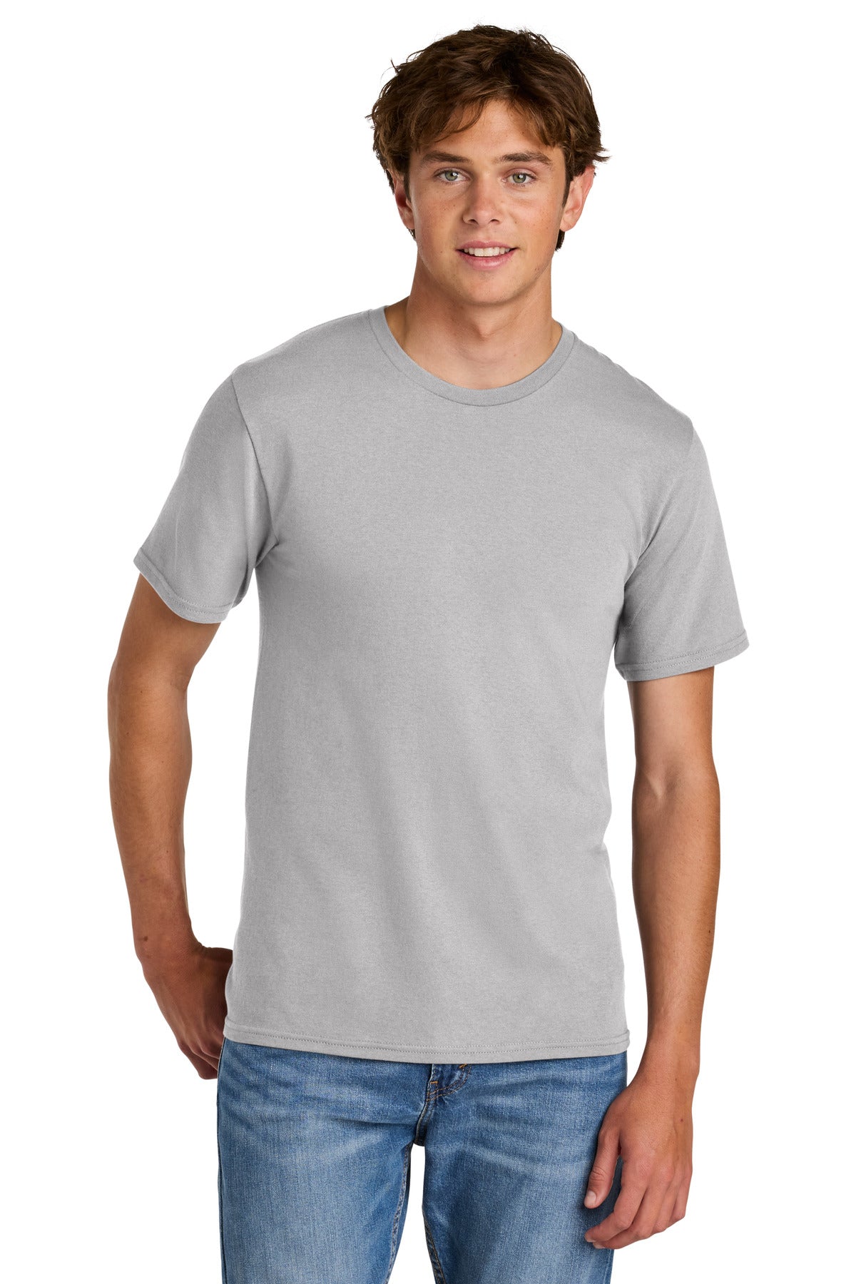 Custom logo Port & Co® Easy Cotton Tee PC43 in Silver