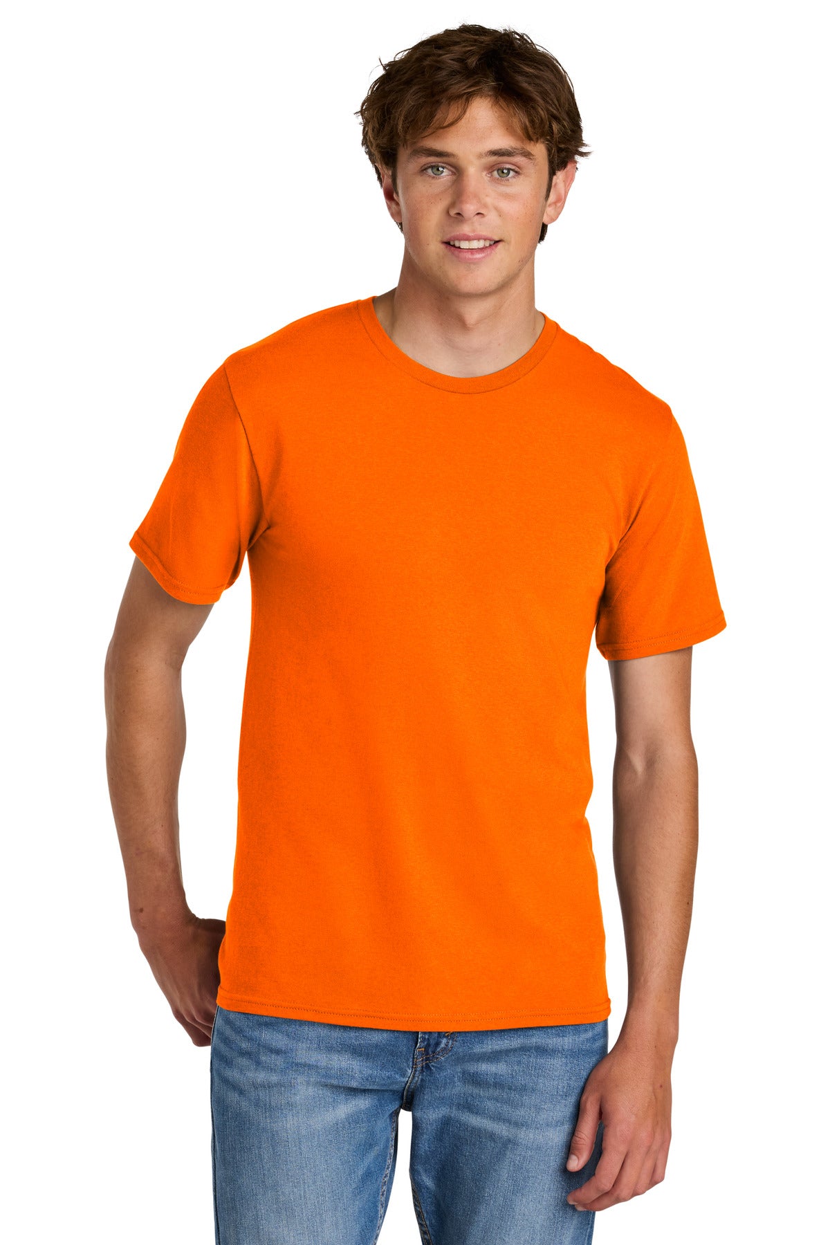 Custom logo Port & Co® Easy Cotton Tee PC43 in S. Orange