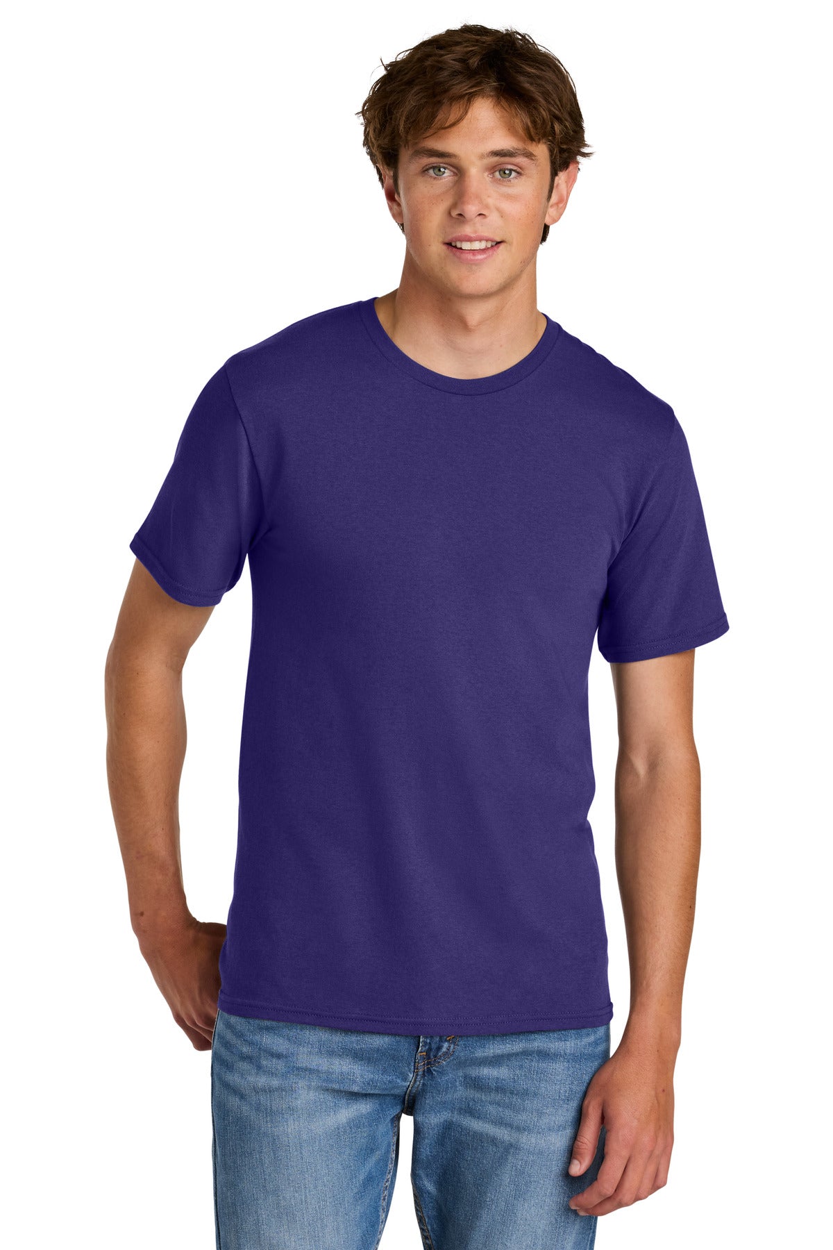 Custom logo Port & Co® Easy Cotton Tee PC43 in Team Purple