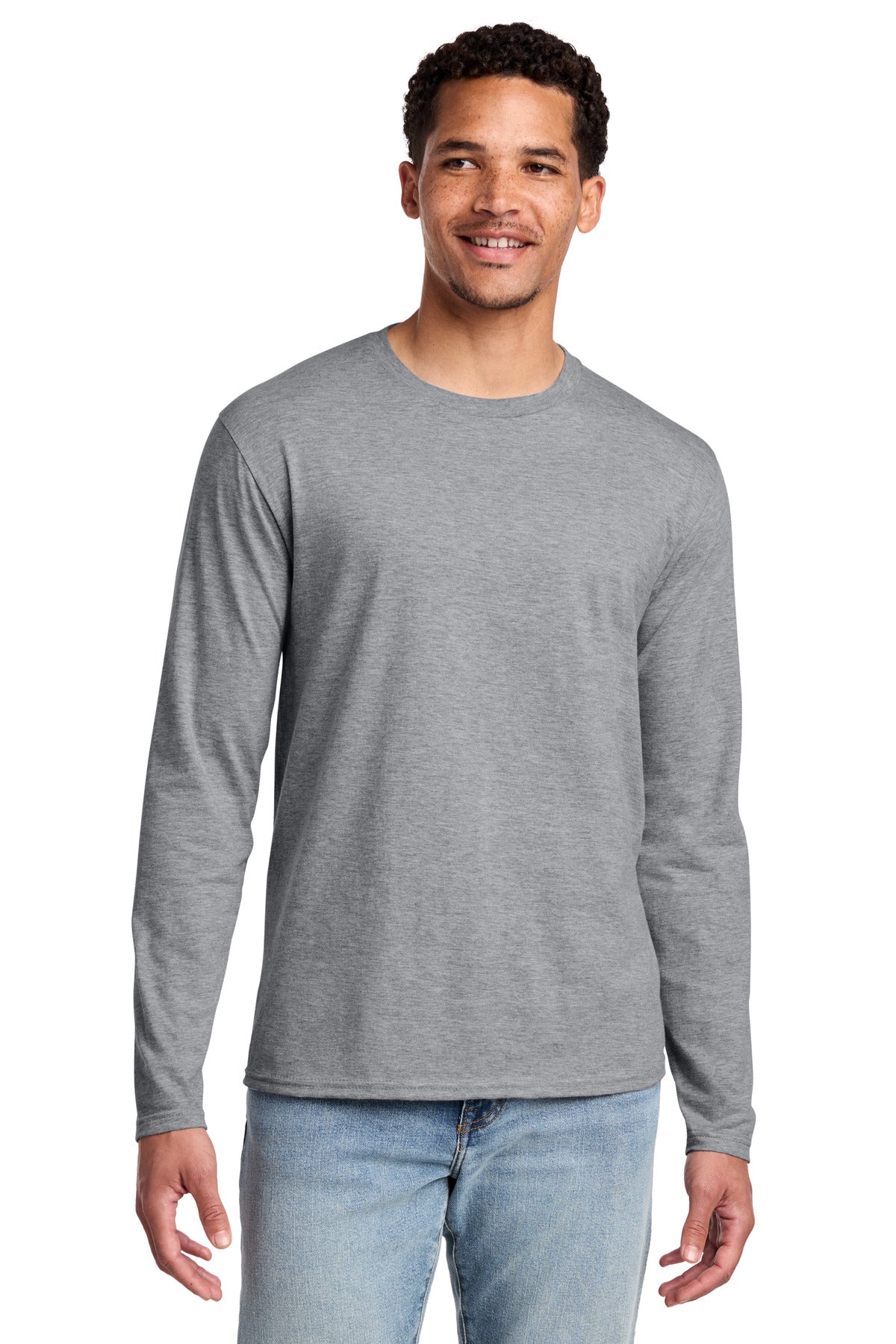 Custom logo Port & Co® Long Sleeve Fan Favorite Tee. PC450LS in Athletic Heather