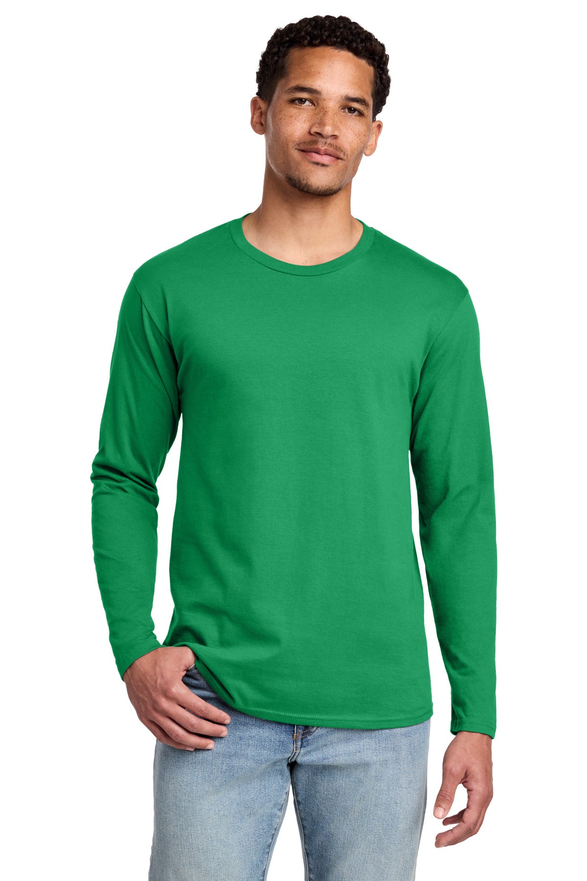 Custom logo Port & Co® Long Sleeve Fan Favorite Tee. PC450LS in Athletic Kelly