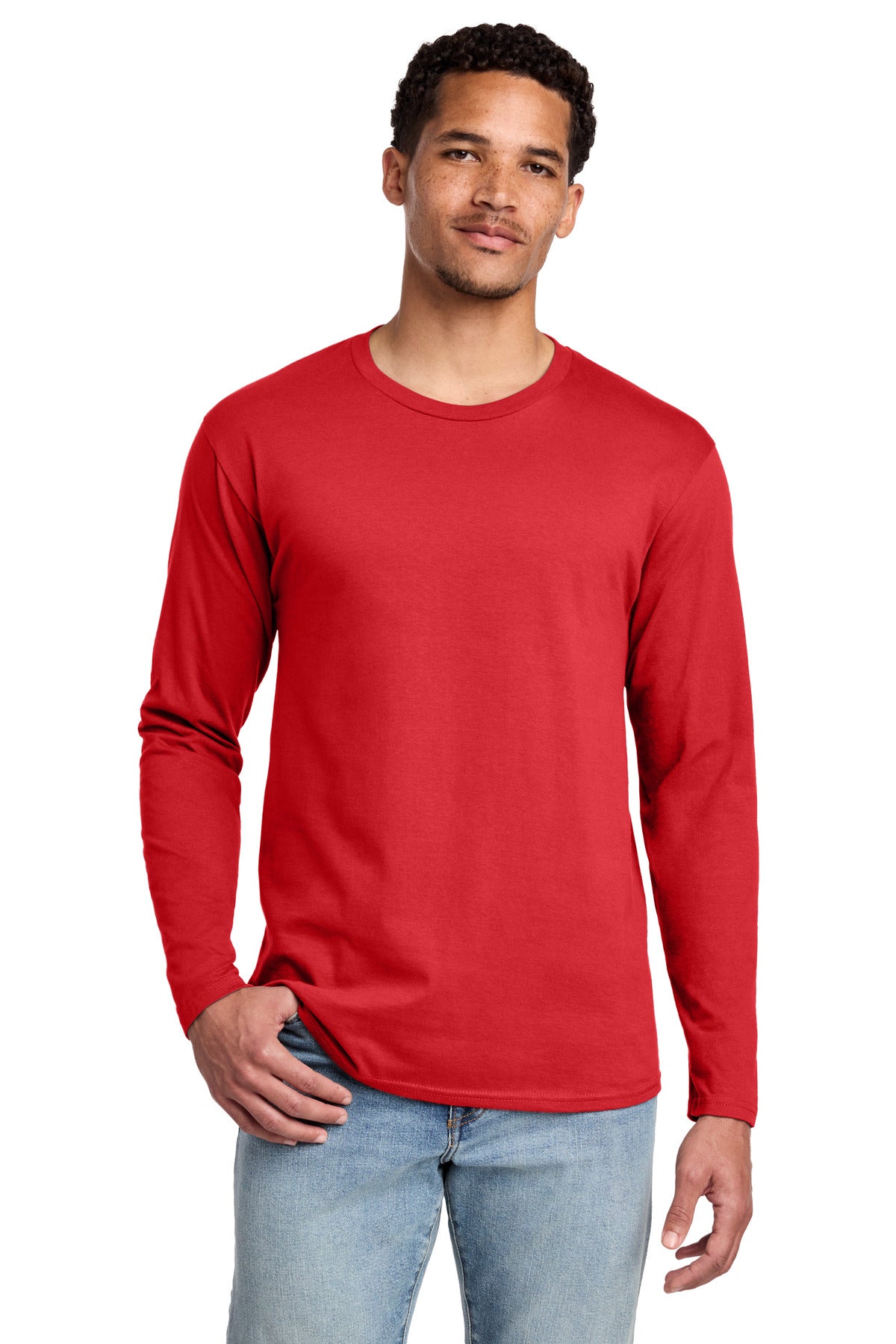 Custom logo Port & Co® Long Sleeve Fan Favorite Tee. PC450LS in Bright Red