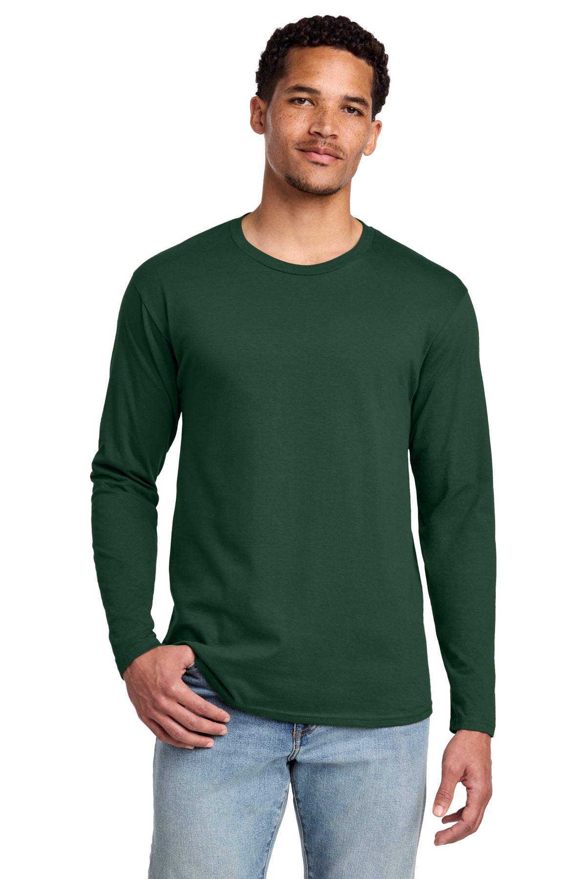 Custom logo Port & Co® Long Sleeve Fan Favorite Tee. PC450LS in Forest Green
