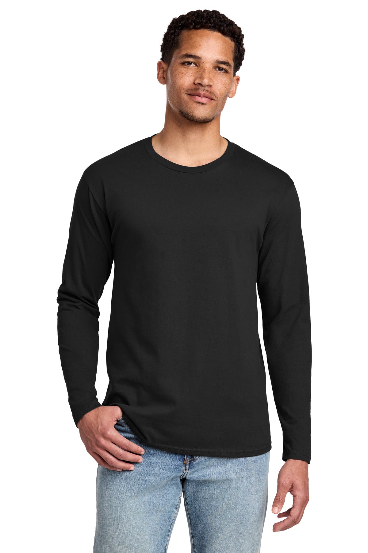 Custom logo Port & Co® Long Sleeve Fan Favorite Tee. PC450LS in Jet Black