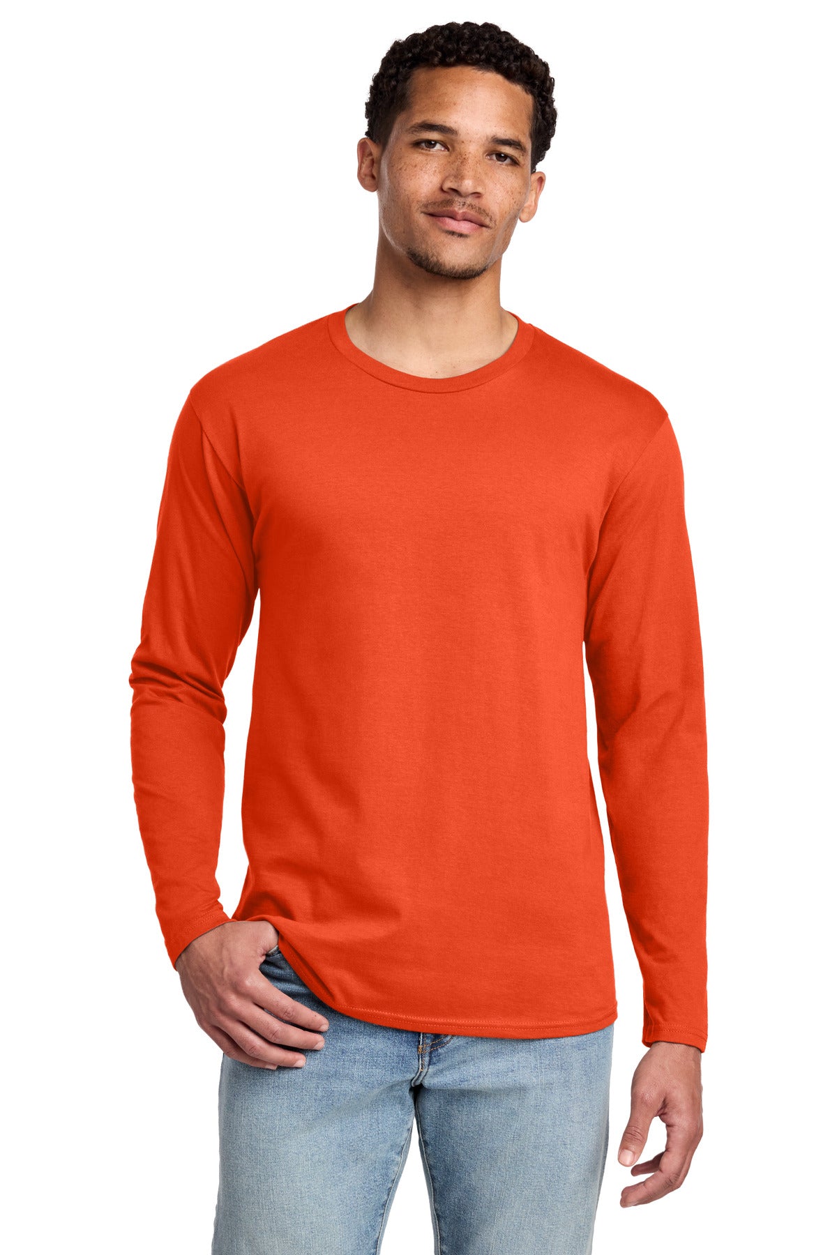 Custom logo Port & Co® Long Sleeve Fan Favorite Tee. PC450LS in Orange