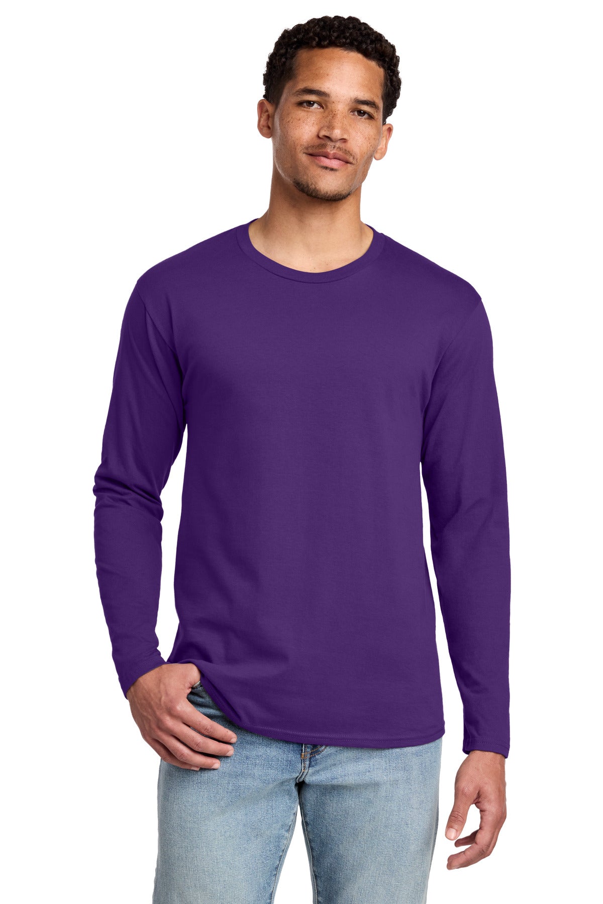 Custom logo Port & Co® Long Sleeve Fan Favorite Tee. PC450LS in Team Purple