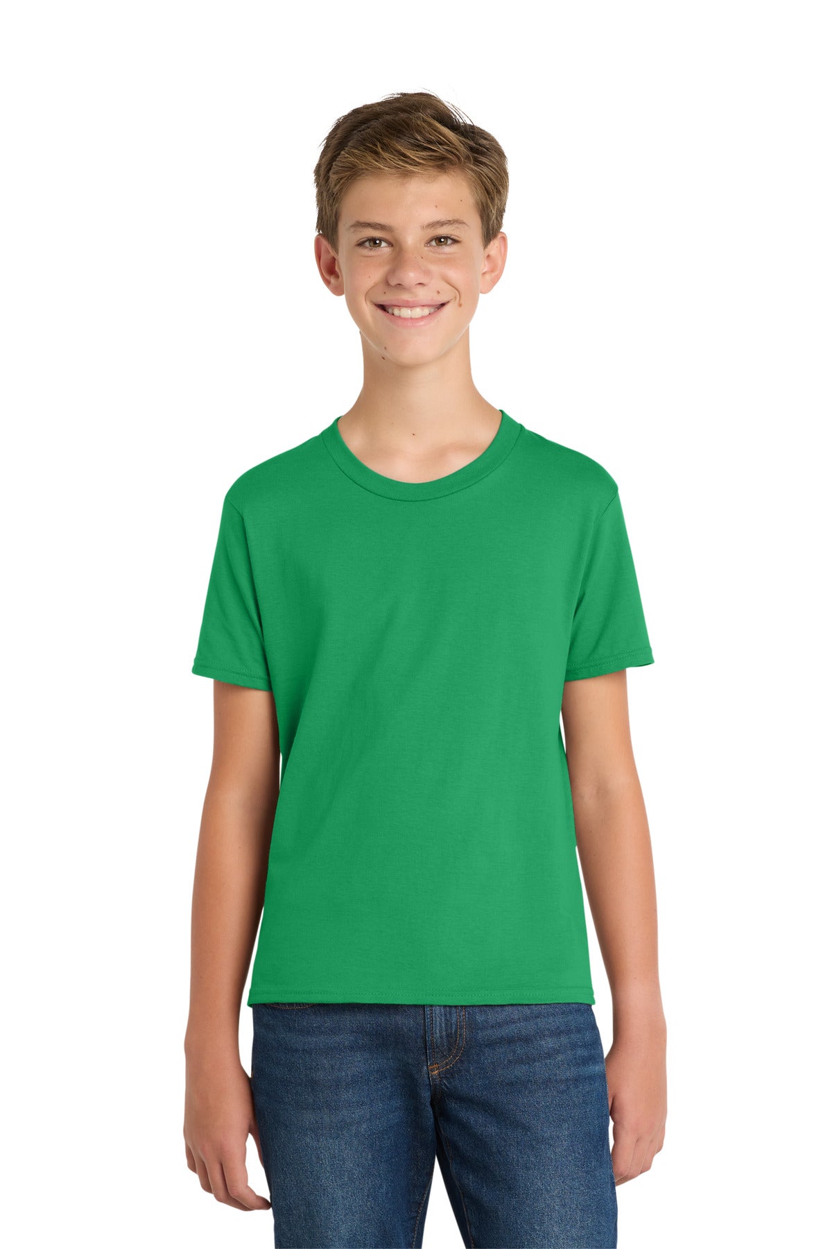 Custom logo Port & Co® Youth Fan Favorite Tee. PC450Y in Athletic Kelly