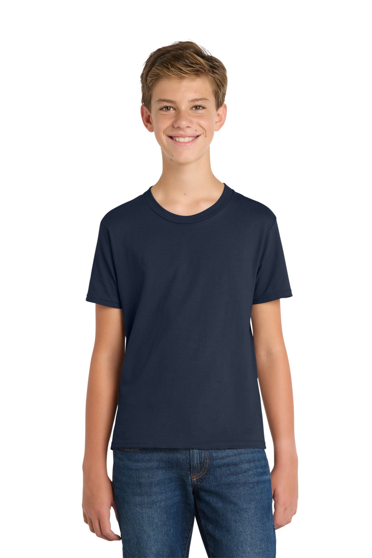 Custom logo Port & Co® Youth Fan Favorite Tee. PC450Y in Deep Navy