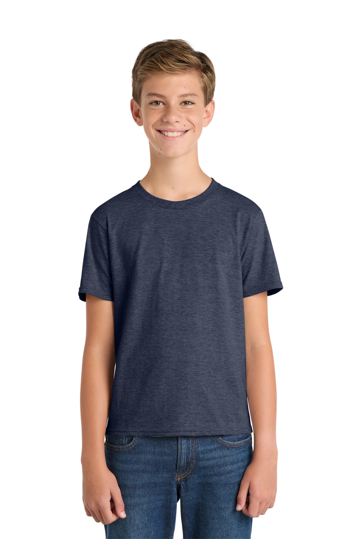 Custom logo Port & Co® Youth Fan Favorite Tee. PC450Y in Heather Navy