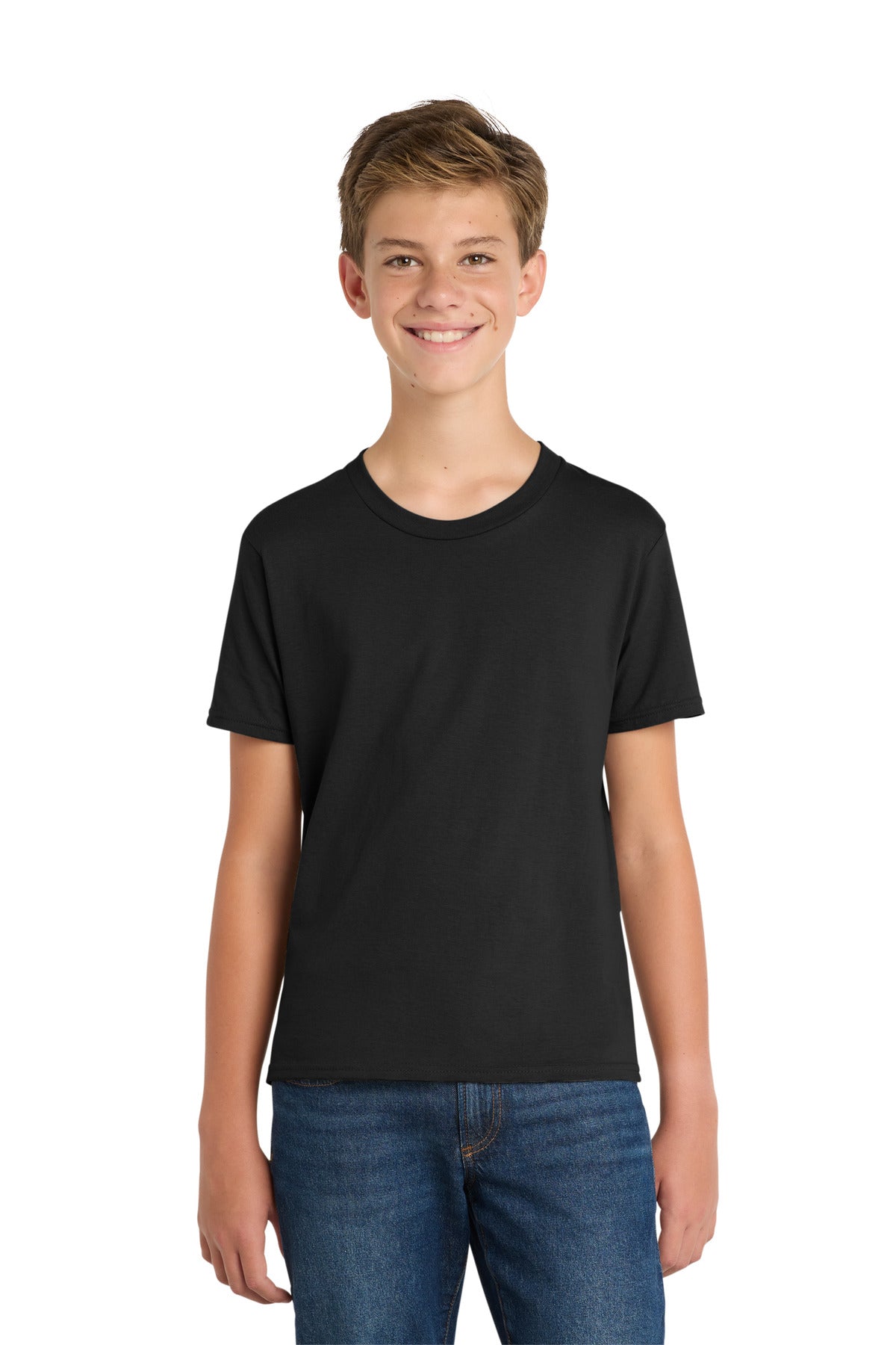 Custom logo Port & Co® Youth Fan Favorite Tee. PC450Y in Jet Black
